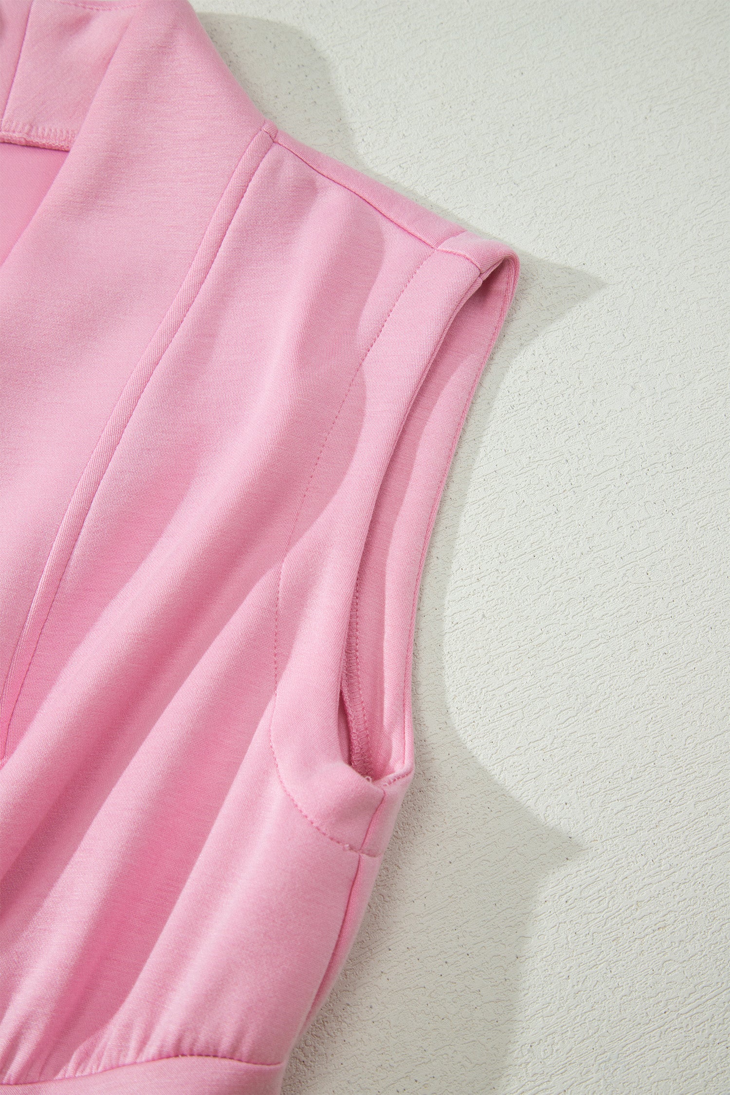 Pink V Neck Sleeveless Double Zip Shift Midi Dress