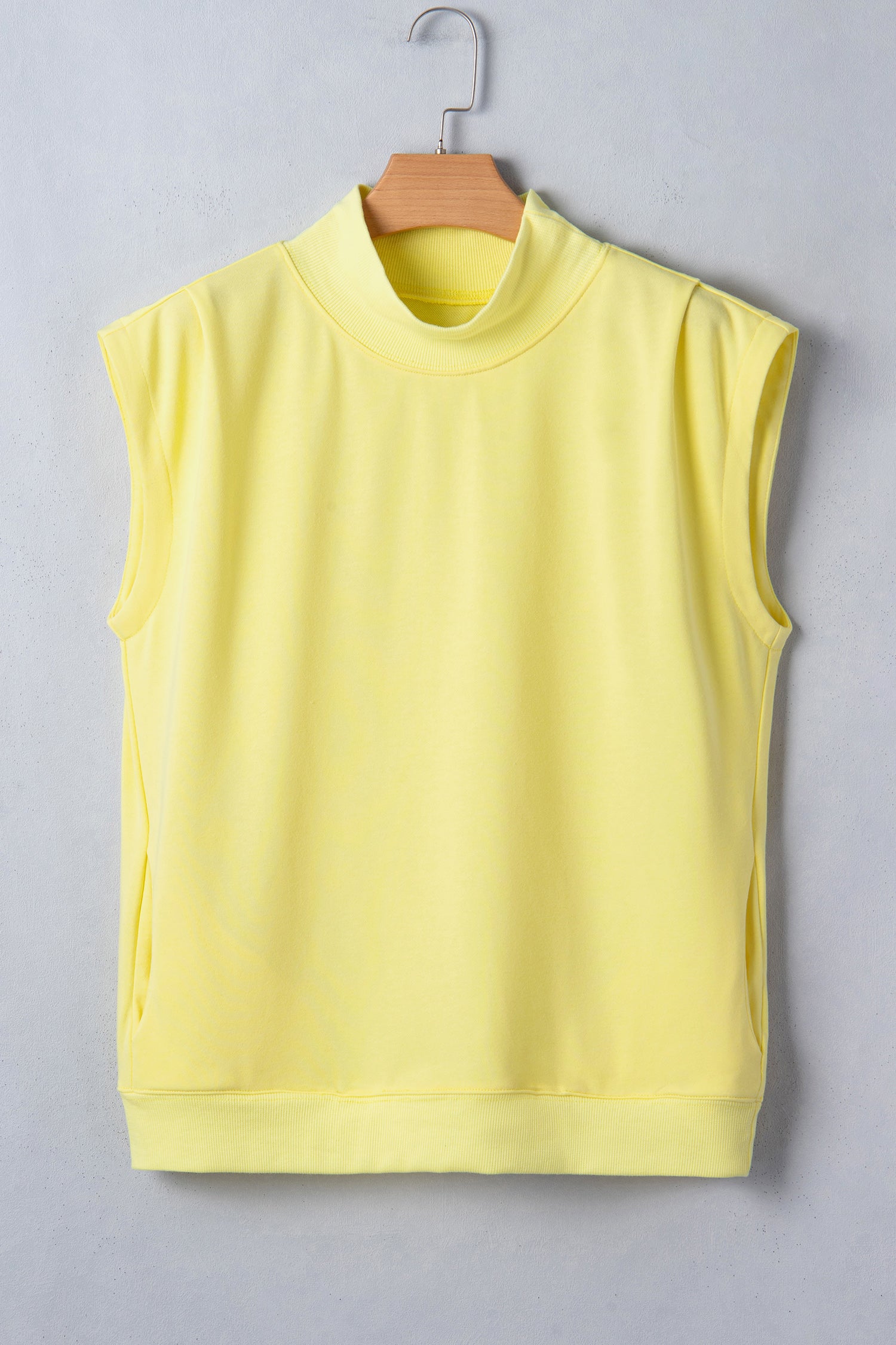 Orange Solid Color High Neck Cap Sleeve Loose Top