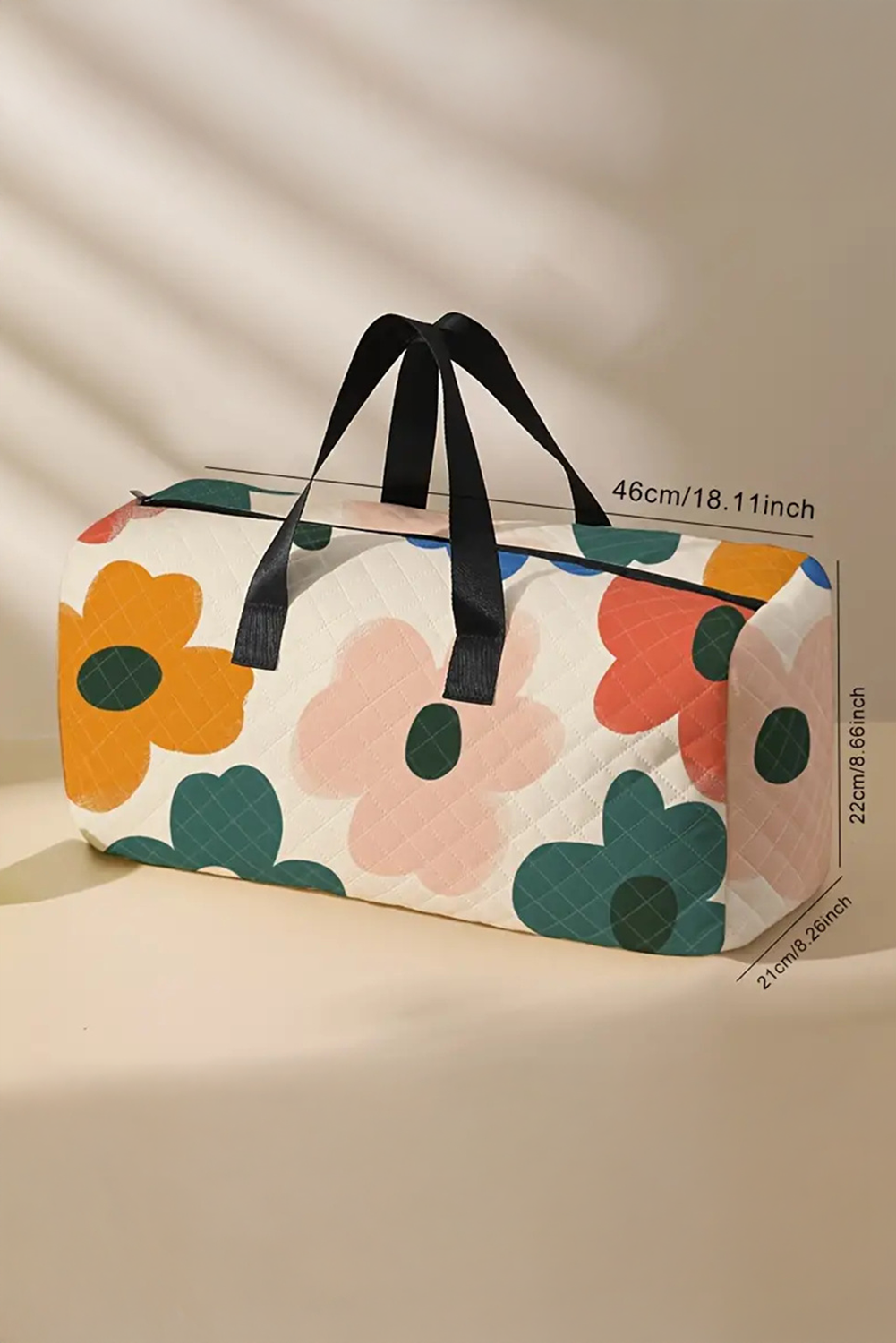 White Flower Print Quilted Large Duffel Bag! PLEASE CHECK SIZING!