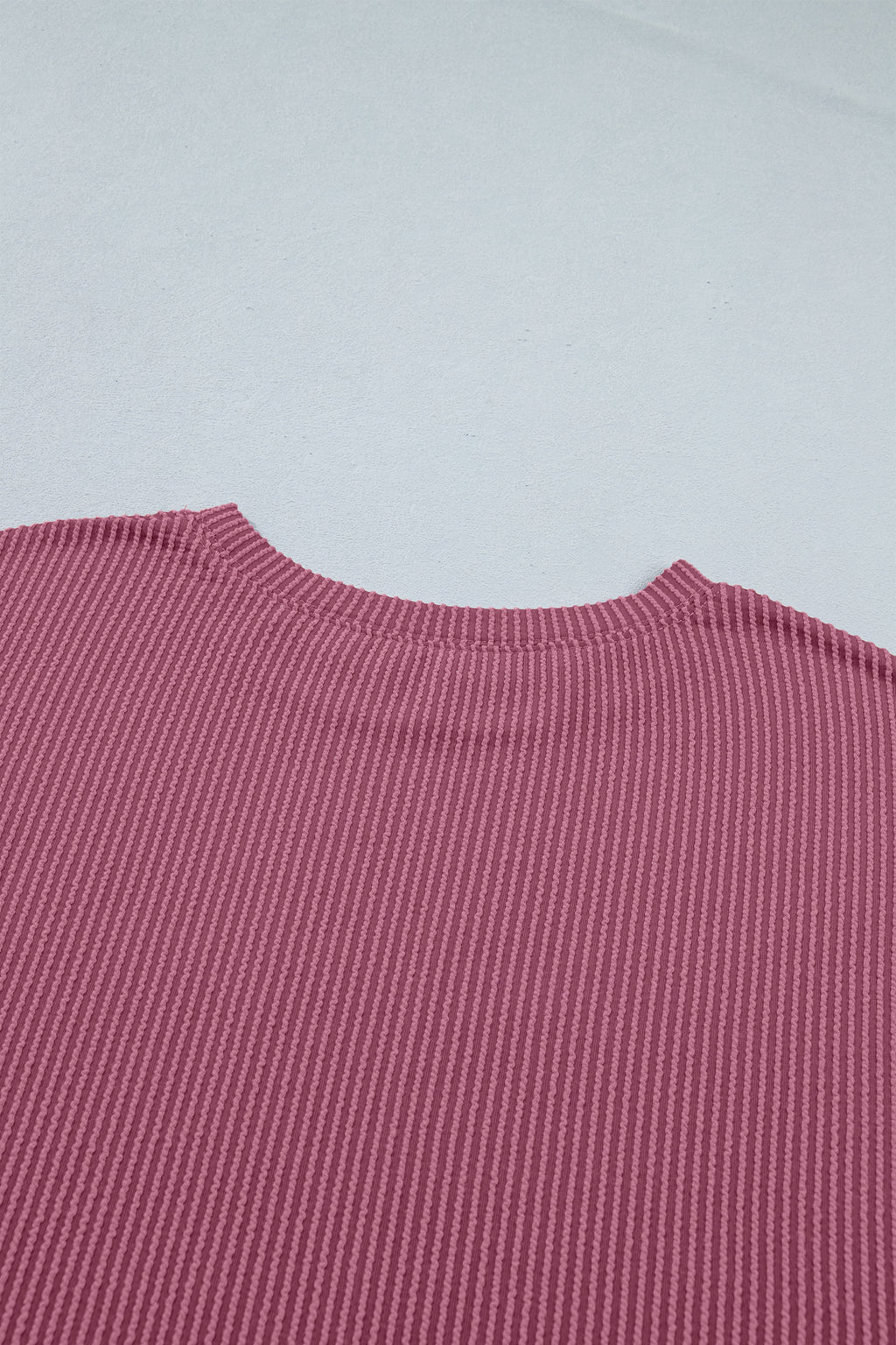 Pitaya Pink Twisted Ribbed Loose Tee Drawstring Elastic Waist 2pcs Short Set