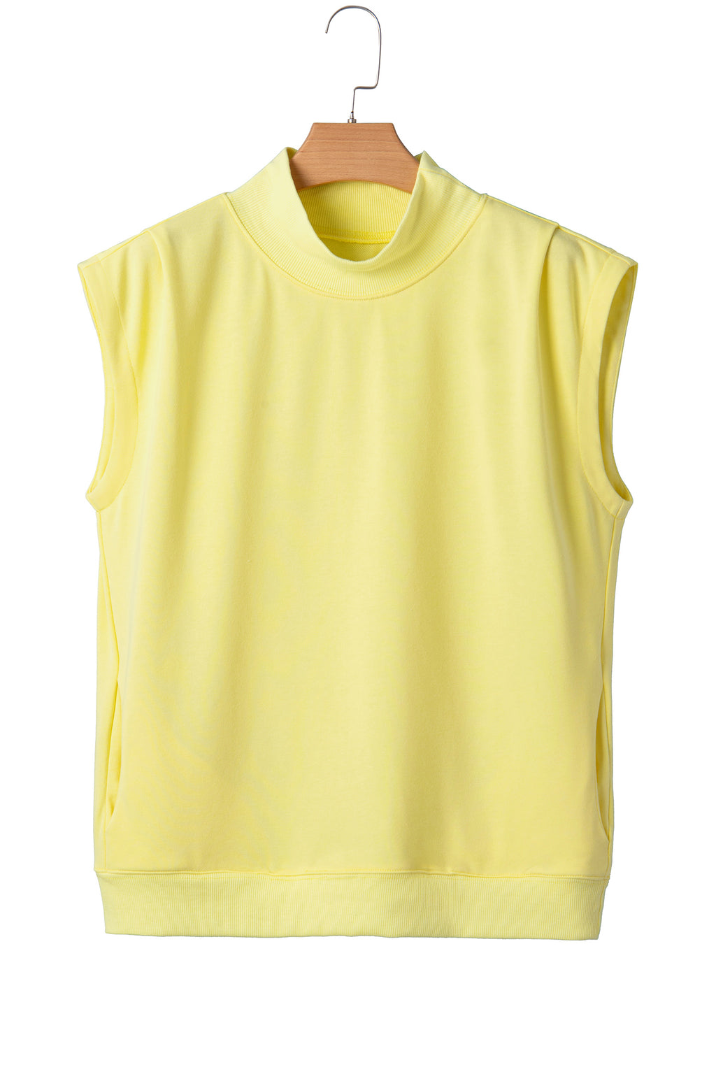 Orange Solid Color High Neck Cap Sleeve Loose Top