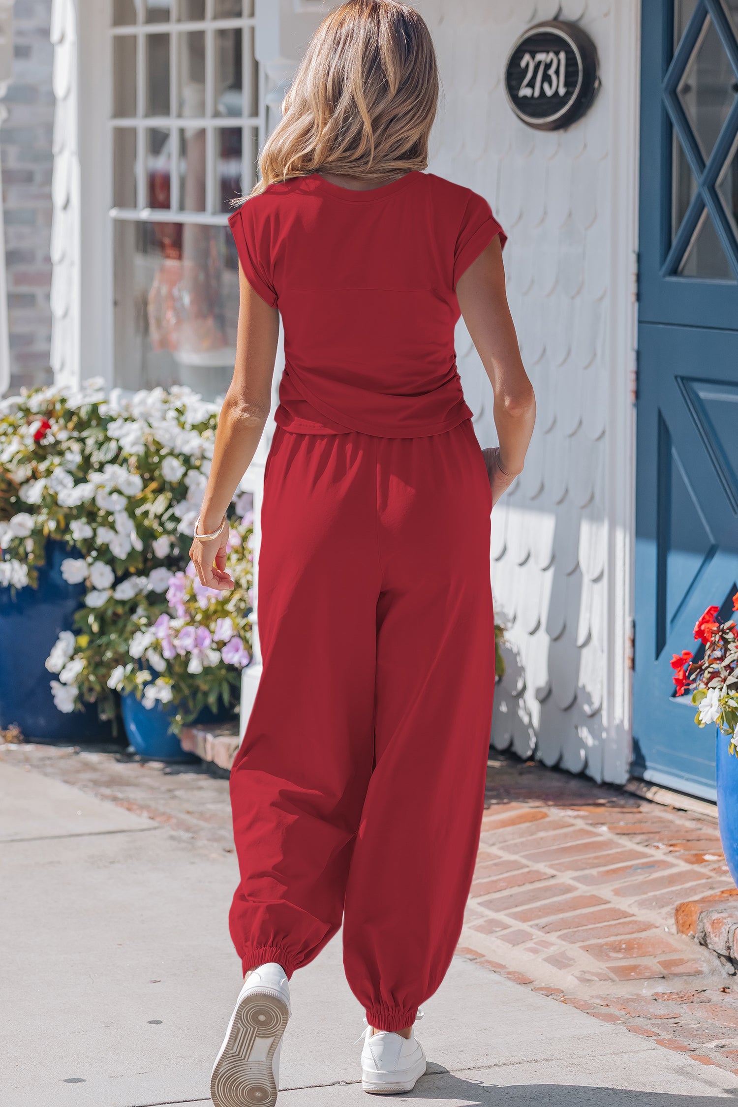 Moonlight Jade Solid Color Cropped Tank Top and Jogger Pants Set