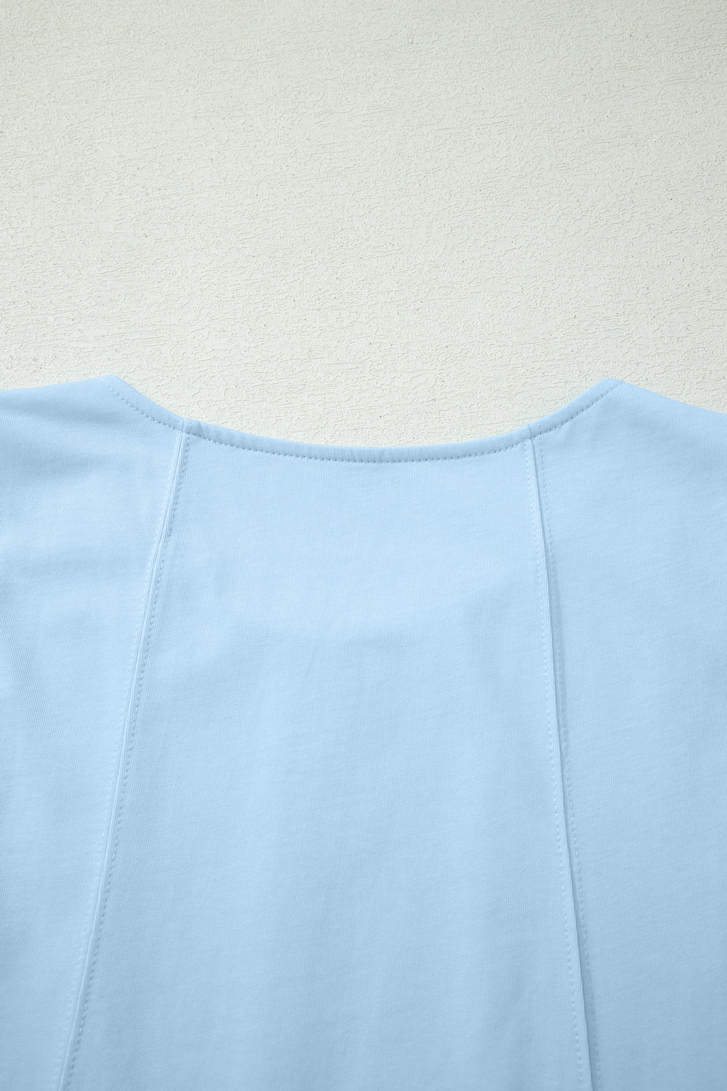 Mist Blue Stitched Detail Loose Tank Top 2pcs Short Set