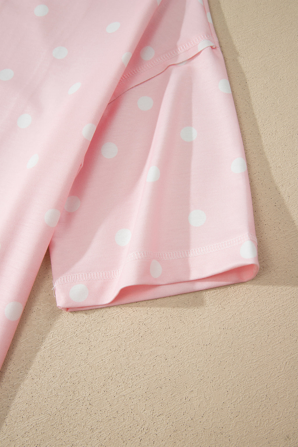 Yellow Exposed Seam Detail Polka Dot Loose Tee Drawstring Shorts Set