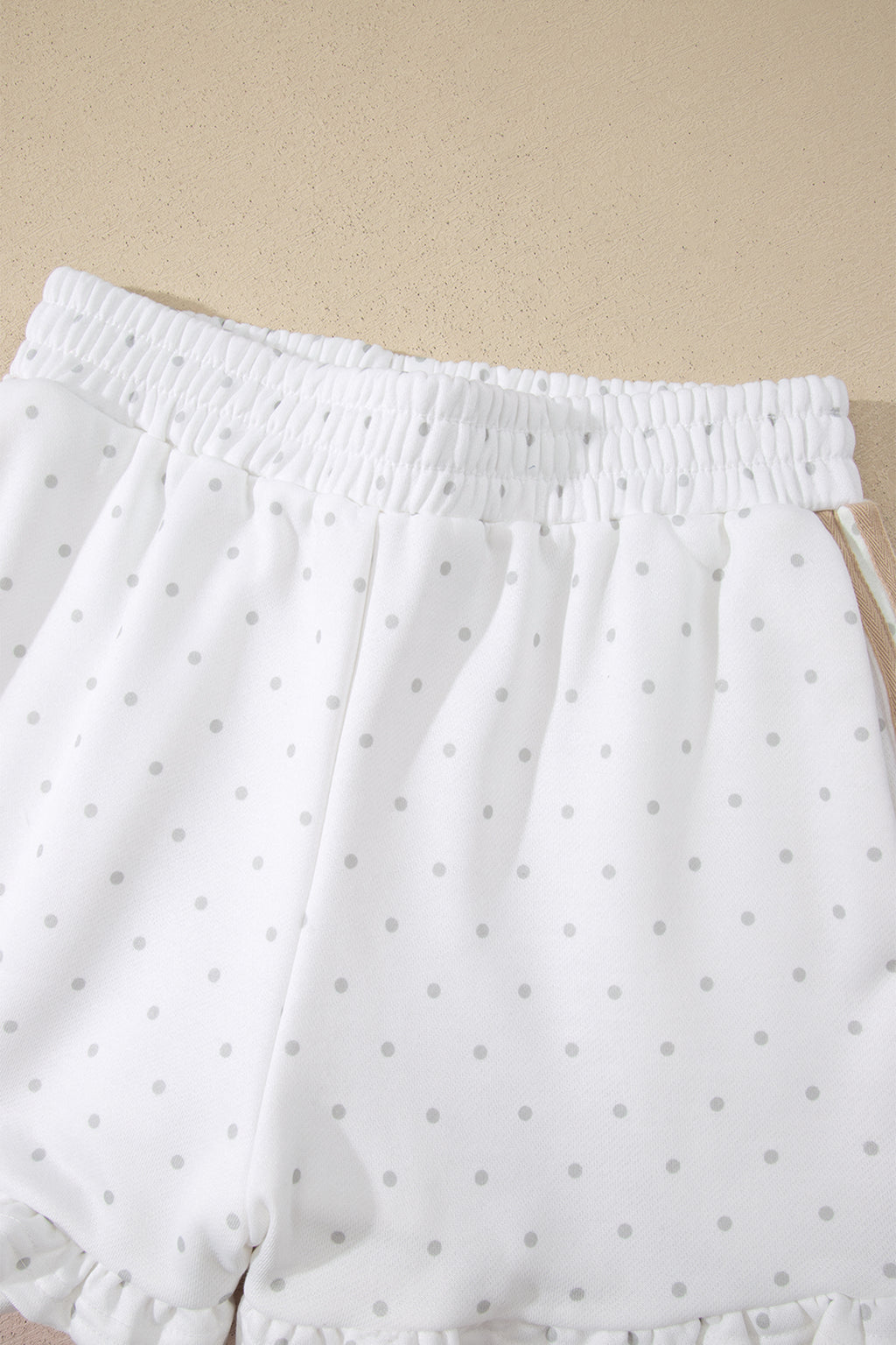White Polka Dot Print Side Stripe Detail Casual Sweatshirt 2pcs Short Set