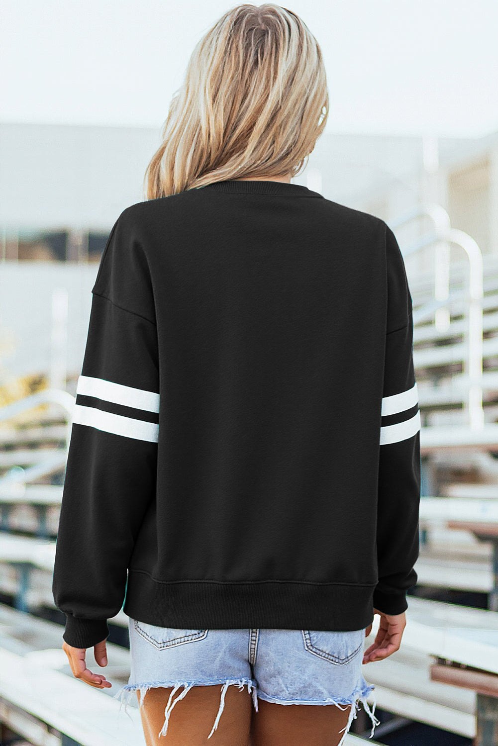 Orange Varsity Striped Detail Drop Shoulder Oversized Sweatshirt