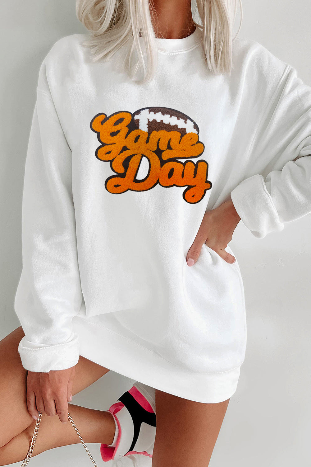 Game Day Football Pattern Pullover Sweatshirt