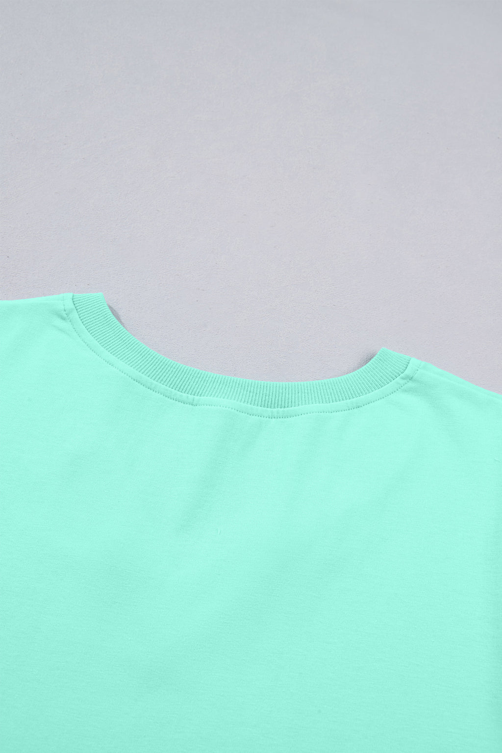 Mint Green Solid Color V Neck Short Puff Sleeve Blouse