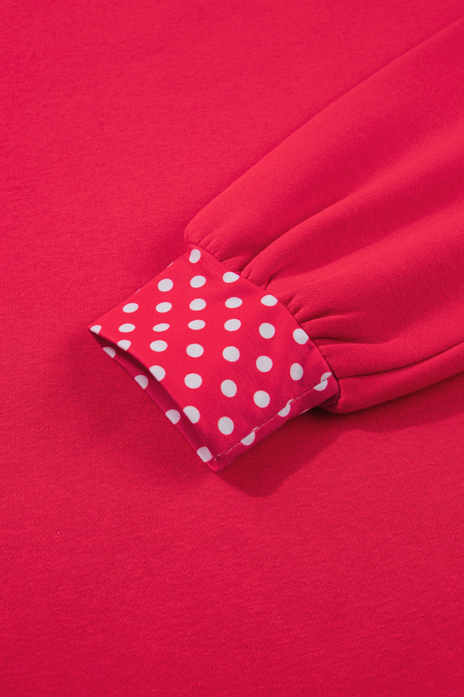 Dark Green Colorblock Polka Dot Contrast Trim Oversized Sweatshirt