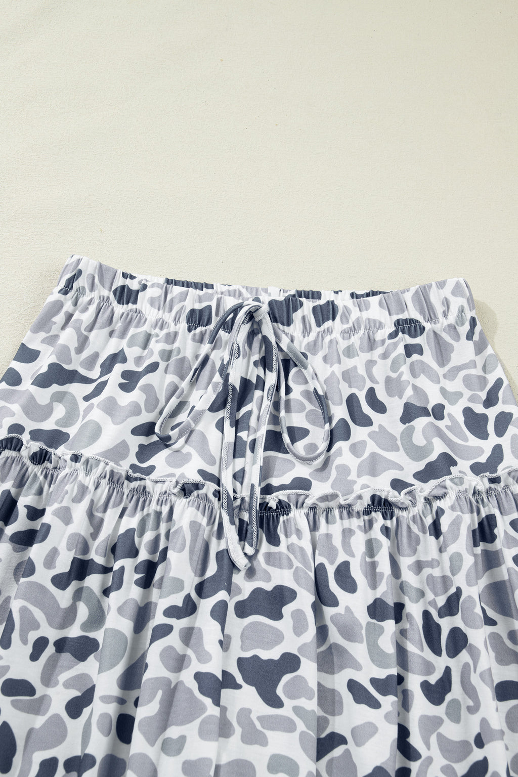 Beige Camo Print Wide Leg Casual Pants