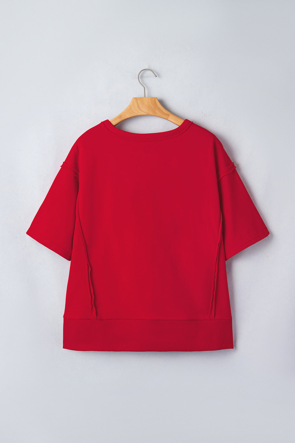 Red GEORGIA Letter Printed  Seam Drop Shoulder Loose Tee