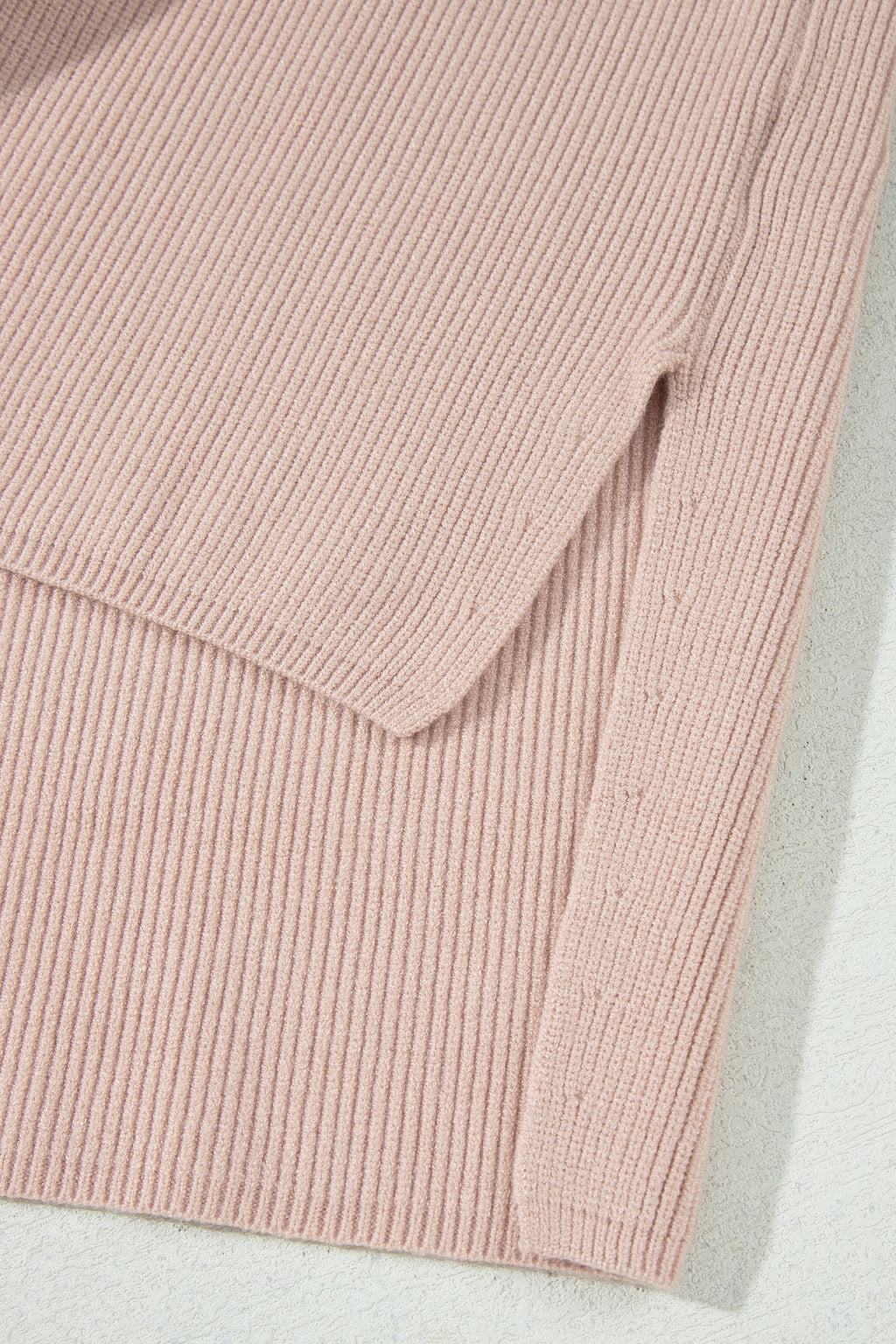 Light French Beige Sleeveless High Neck Knit Split Hem Shift Silhouette Wool Sweater Vest