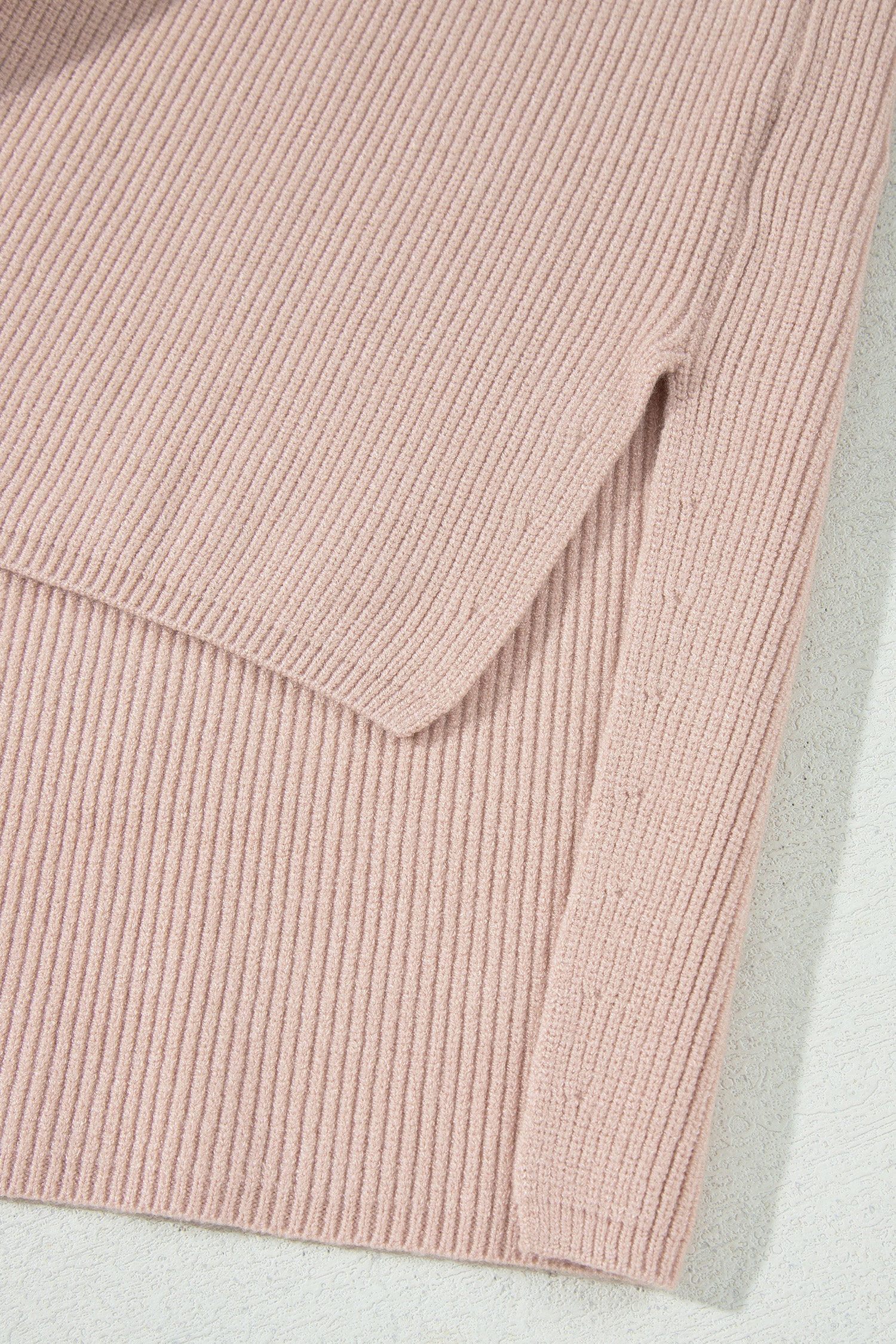 Light French Beige Sleeveless High Neck Knit Split Hem Shift Silhouette Wool Sweater Vest