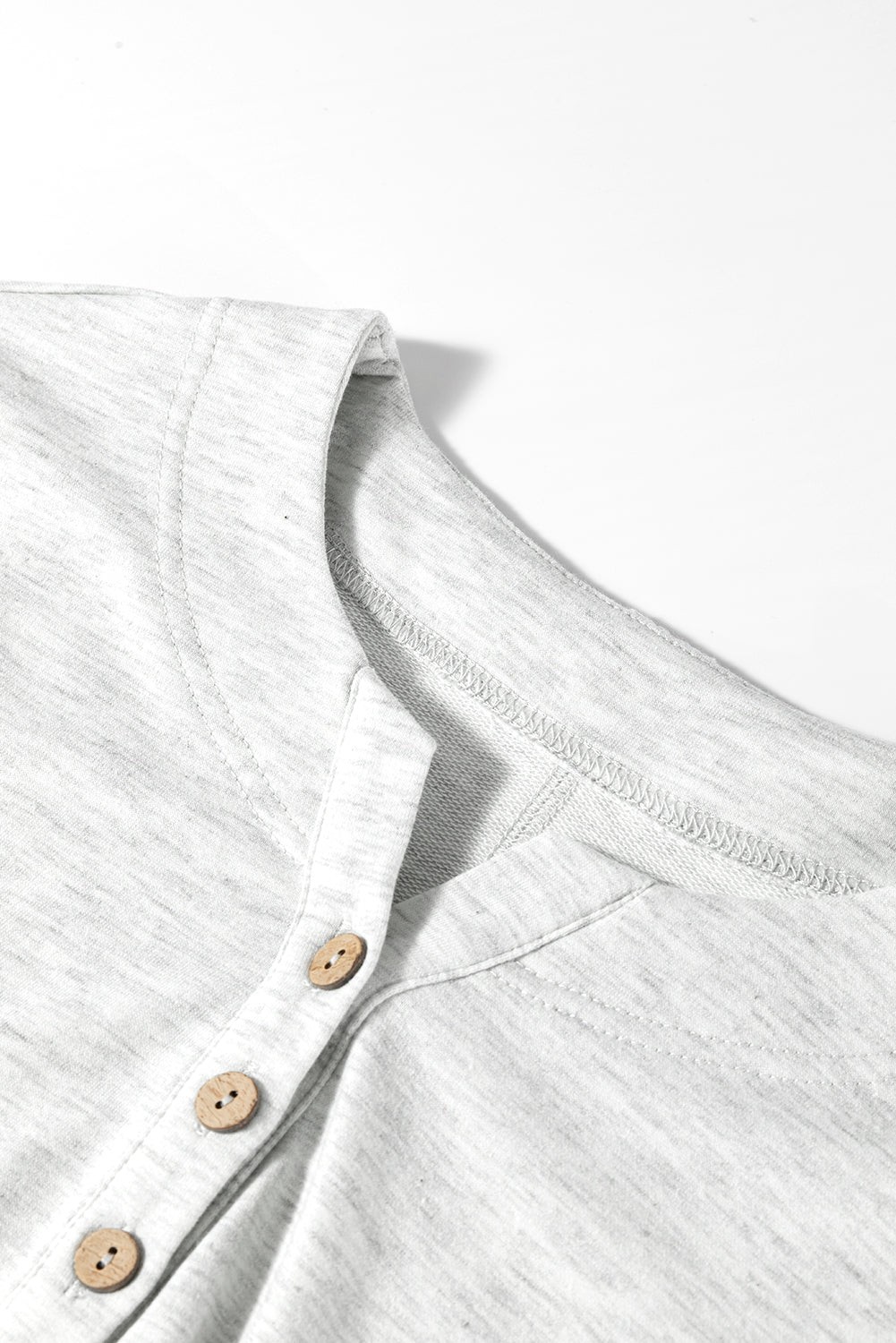Two Tone Waffle Knit Patched Buttoned V Neck Top