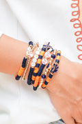 Orange 7pcs Game Day Football Stackable Bracelet Set