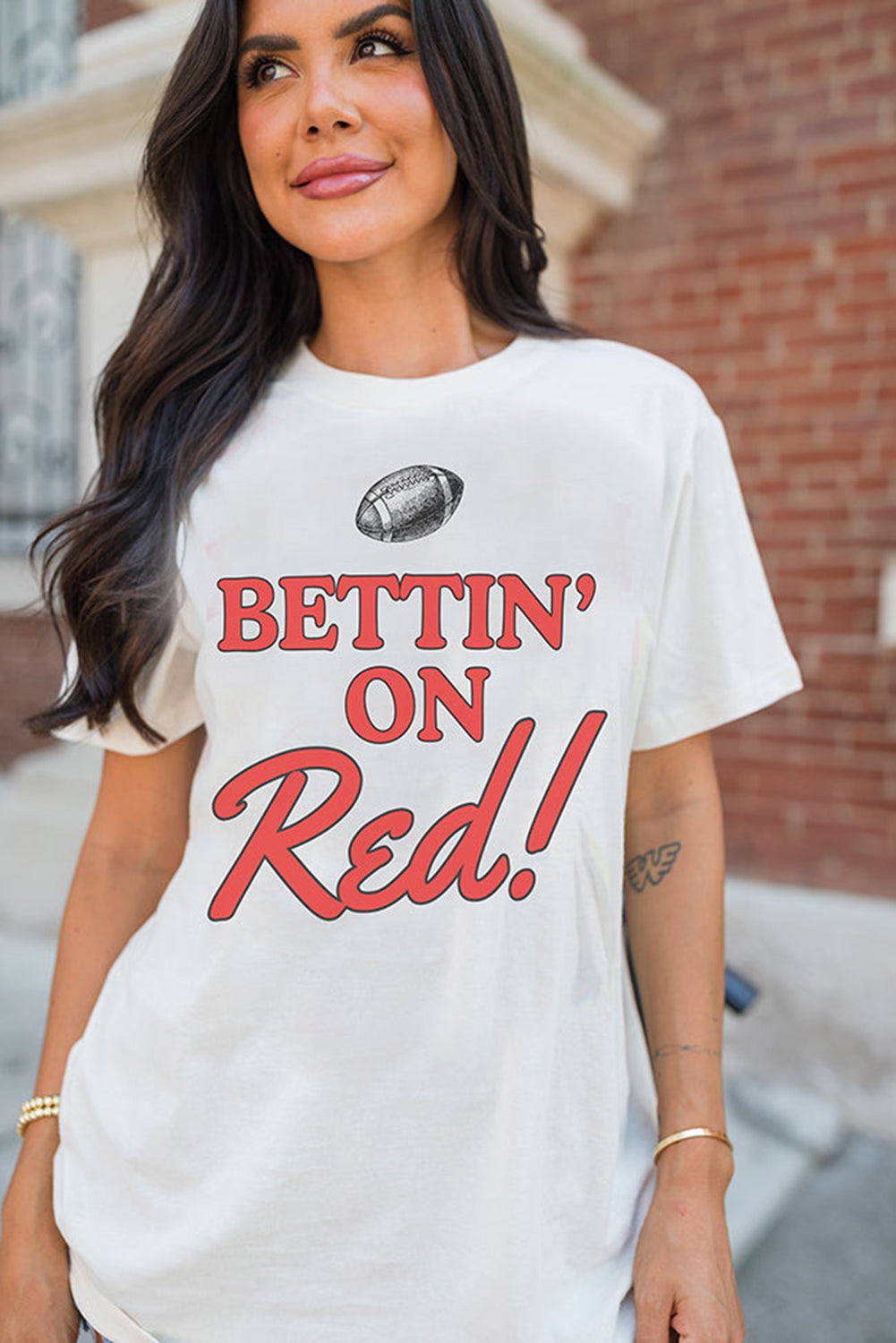 Football BETTIN ON Blue Graphic Crewneck T Shirt