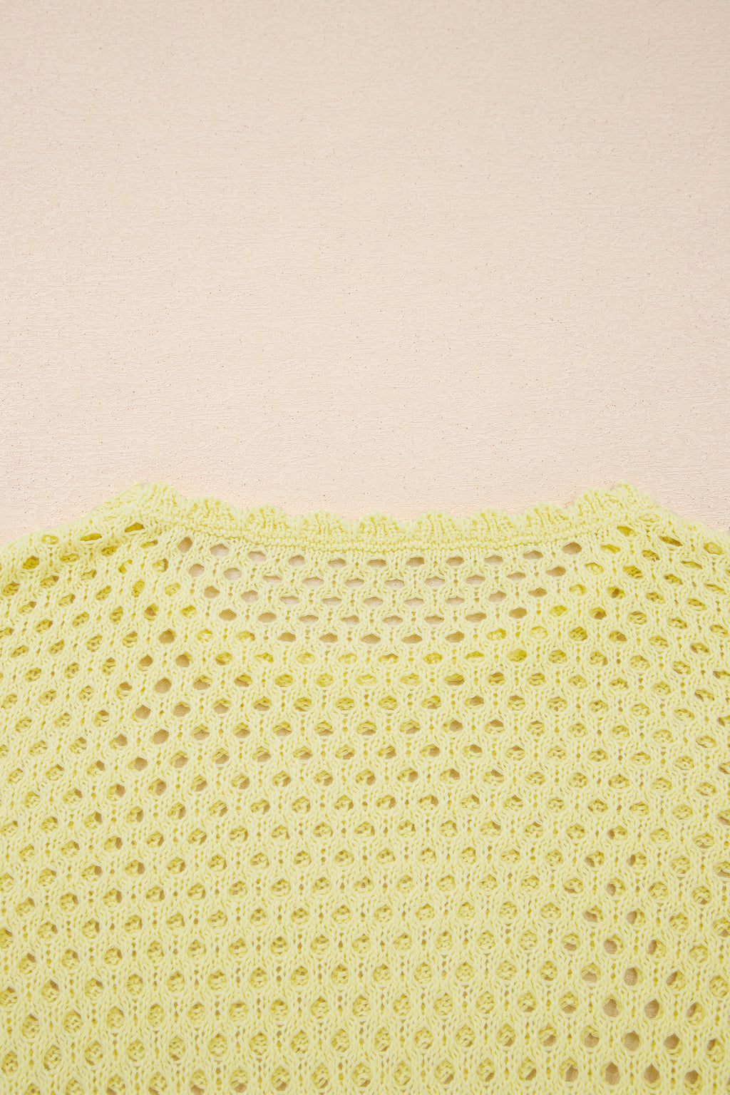 White Scalloped Trim Hollow Out Knit Long Sleeve Top