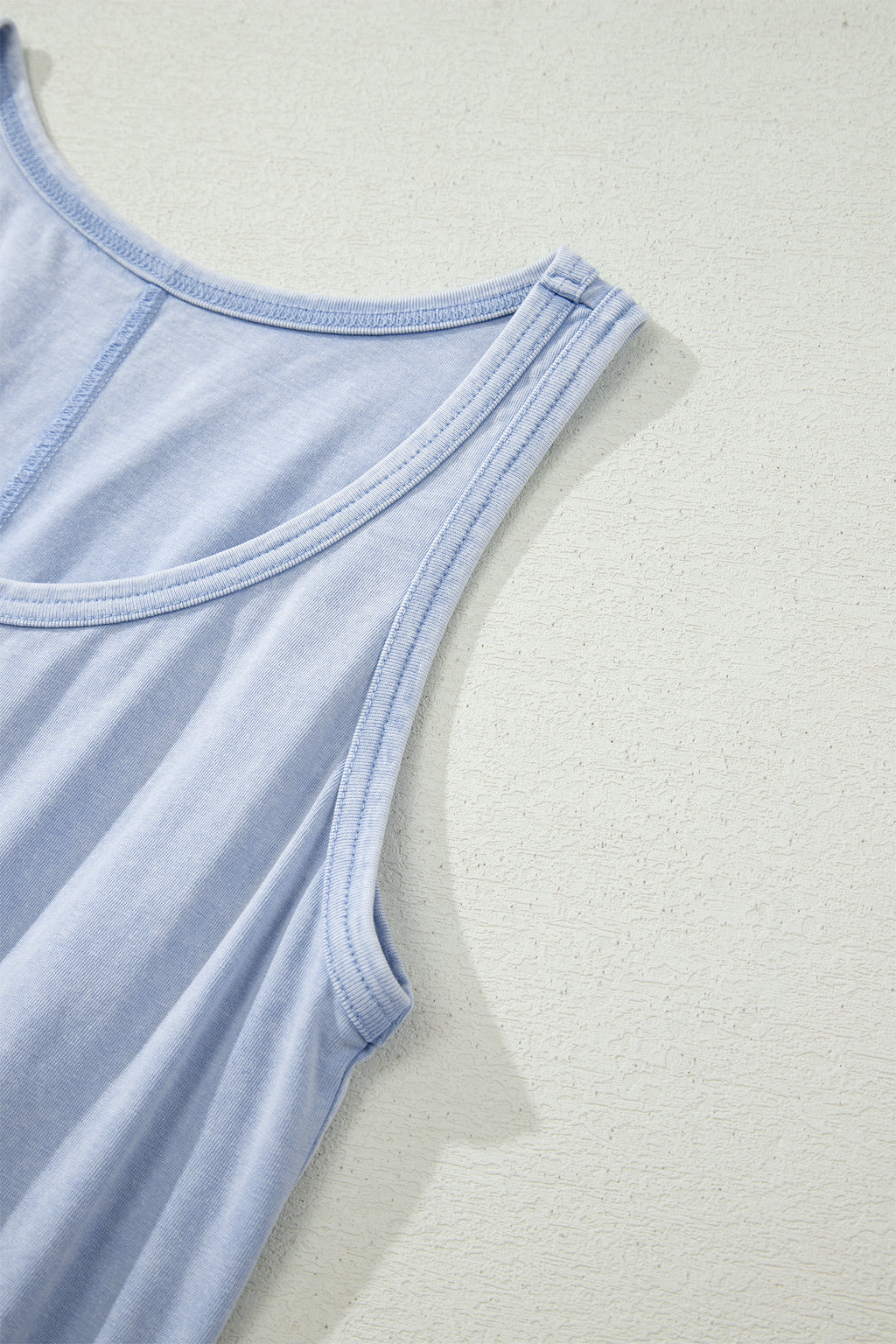 Ashleigh Blue Mineral Wash U Neck Elastic Waist Sleeveless Mini Dress