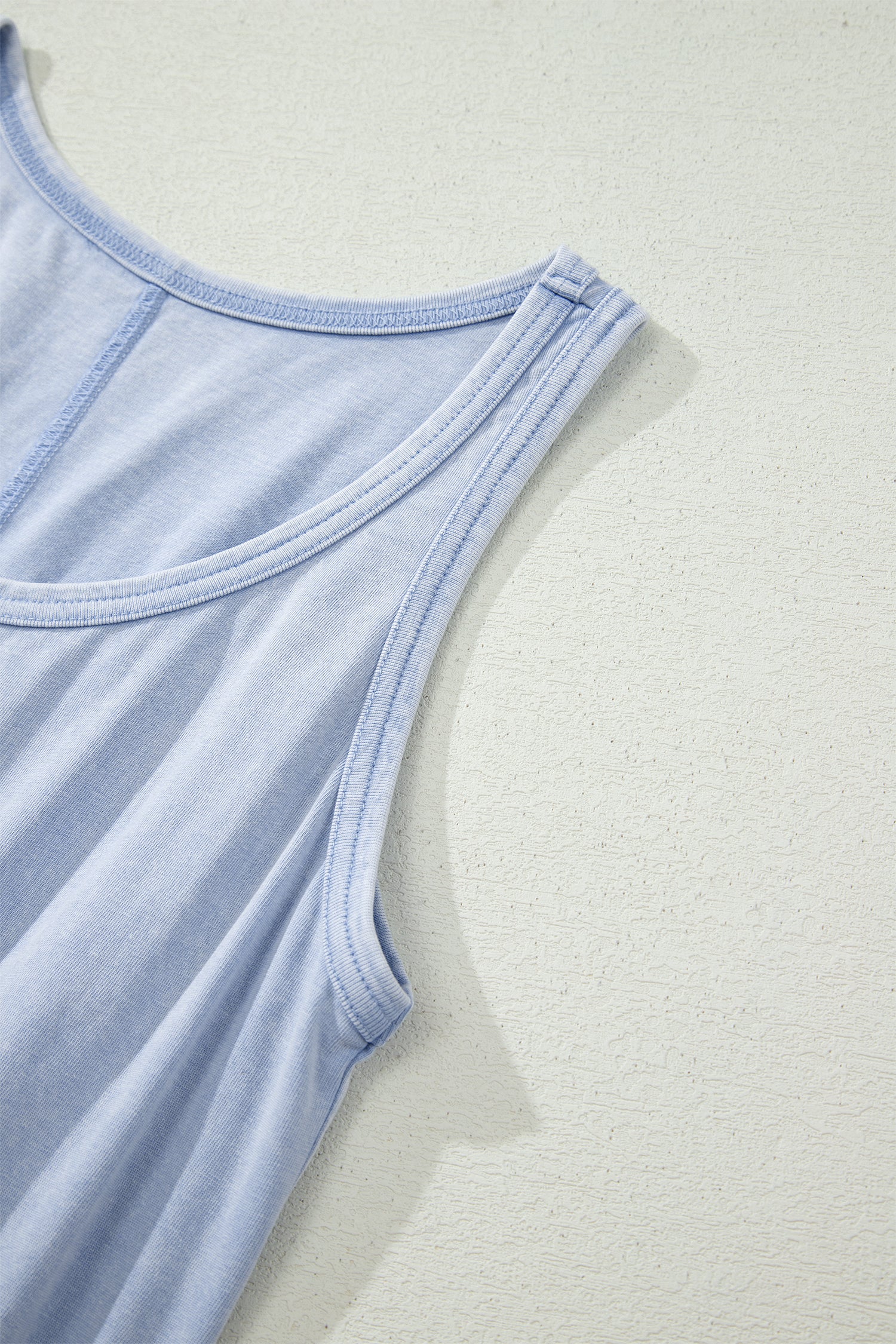 Ashleigh Blue Mineral Wash U Neck Elastic Waist Sleeveless Mini Dress