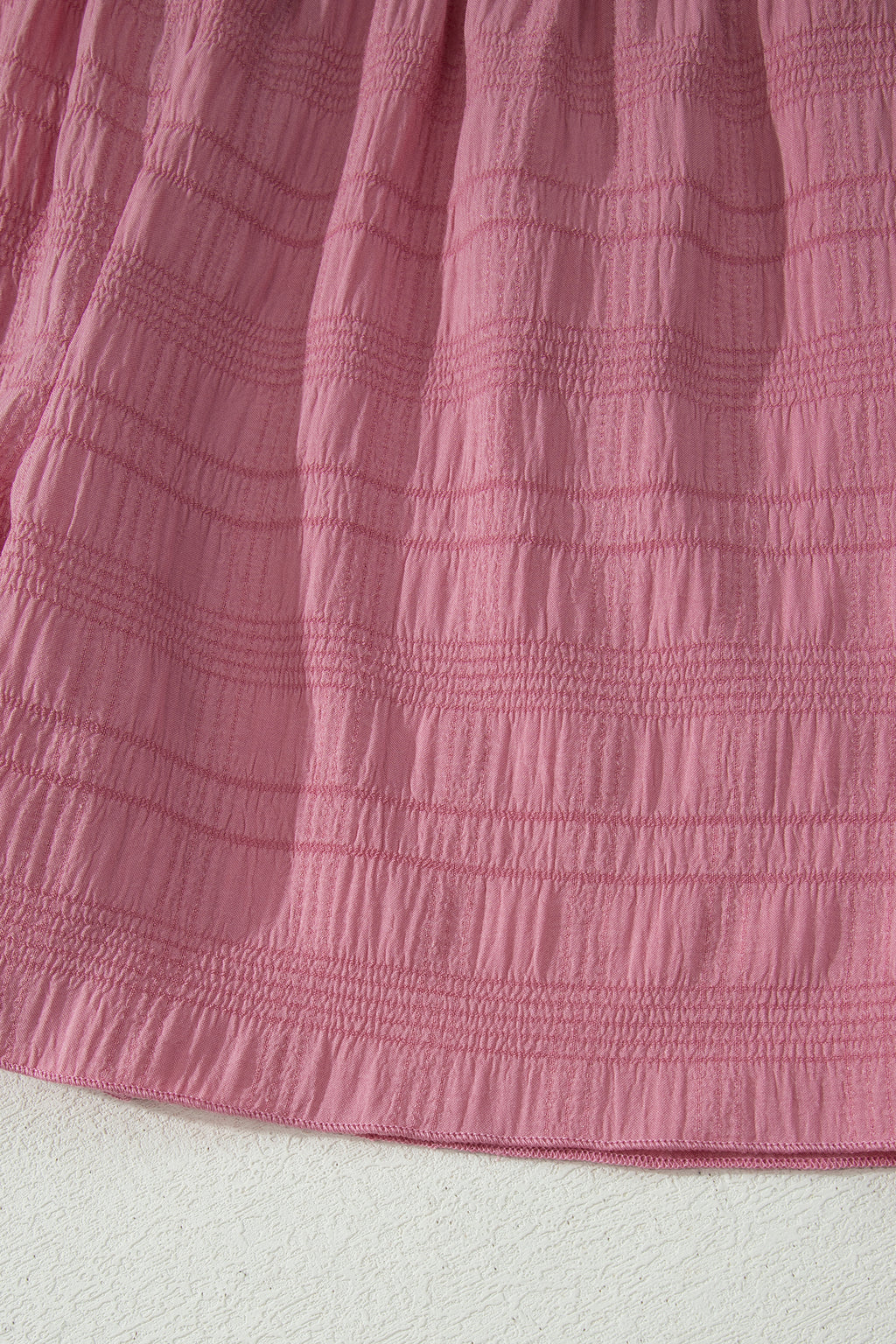 Peach Blossom Textured Square Neck Top and Shirred High Waist Shorts Set
