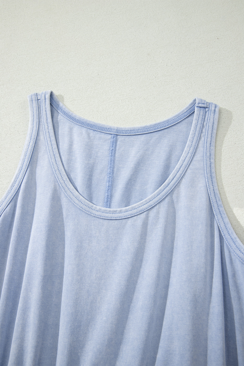 Ashleigh Blue Mineral Wash U Neck Elastic Waist Sleeveless Mini Dress