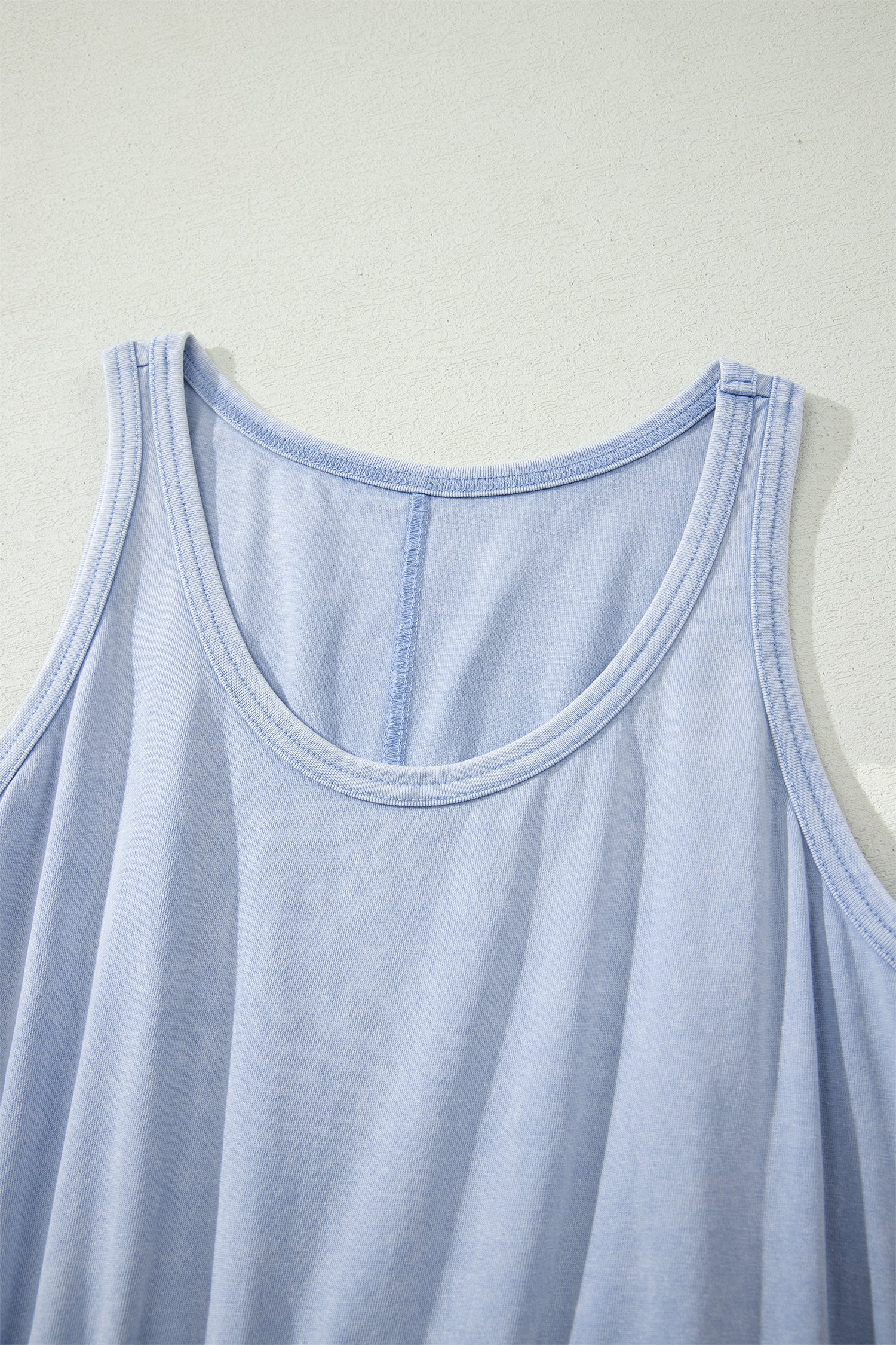 Ashleigh Blue Mineral Wash U Neck Elastic Waist Sleeveless Mini Dress