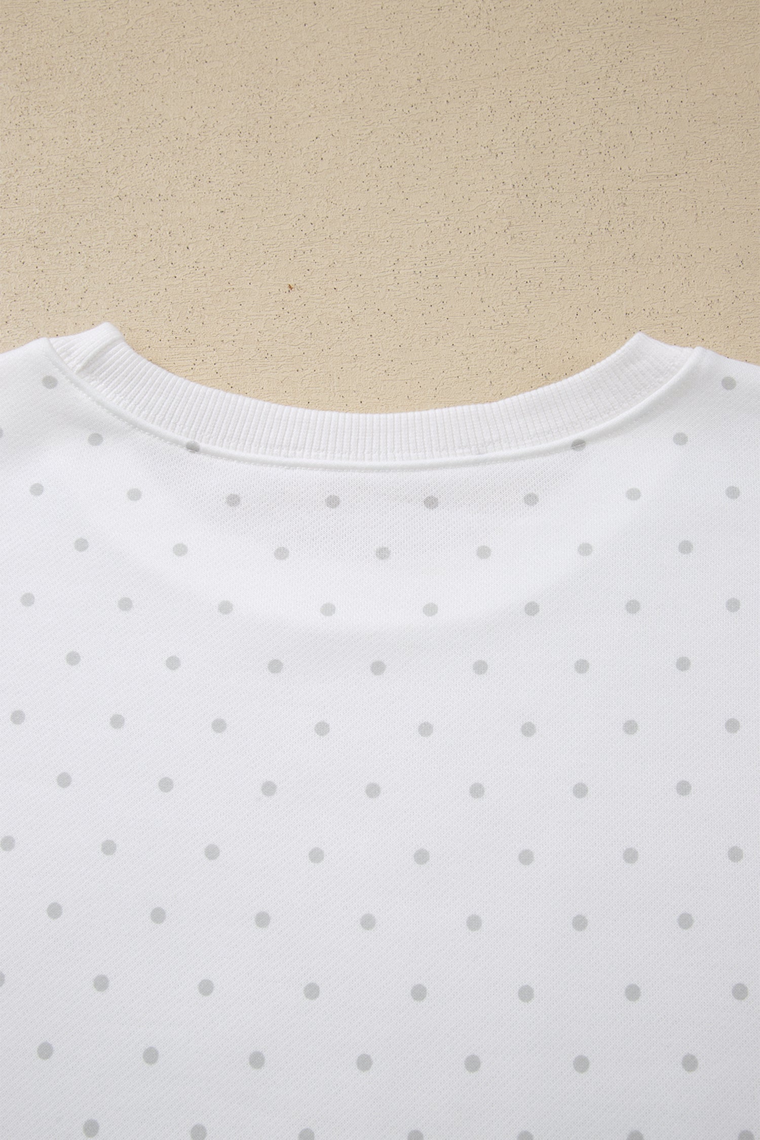 White Polka Dot Print Side Stripe Detail Casual Sweatshirt 2pcs Short Set