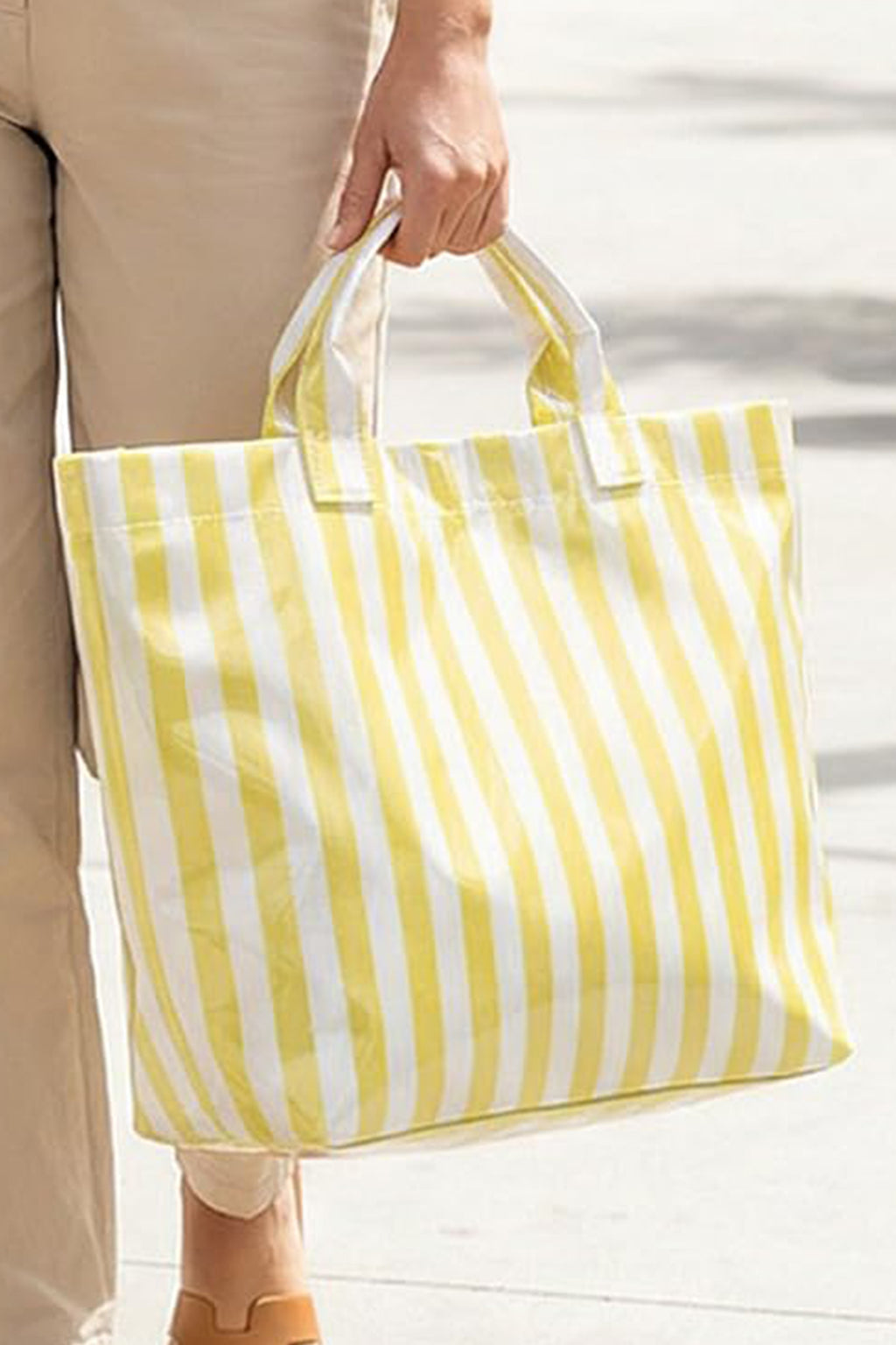 Blackish Green Glossy Striped Vinyl Large Tote Bag