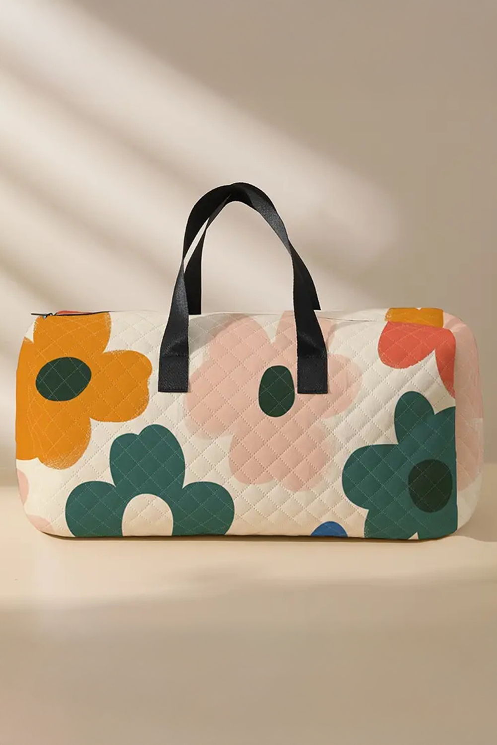 White Flower Print Quilted Large Duffel Bag! PLEASE CHECK SIZING!