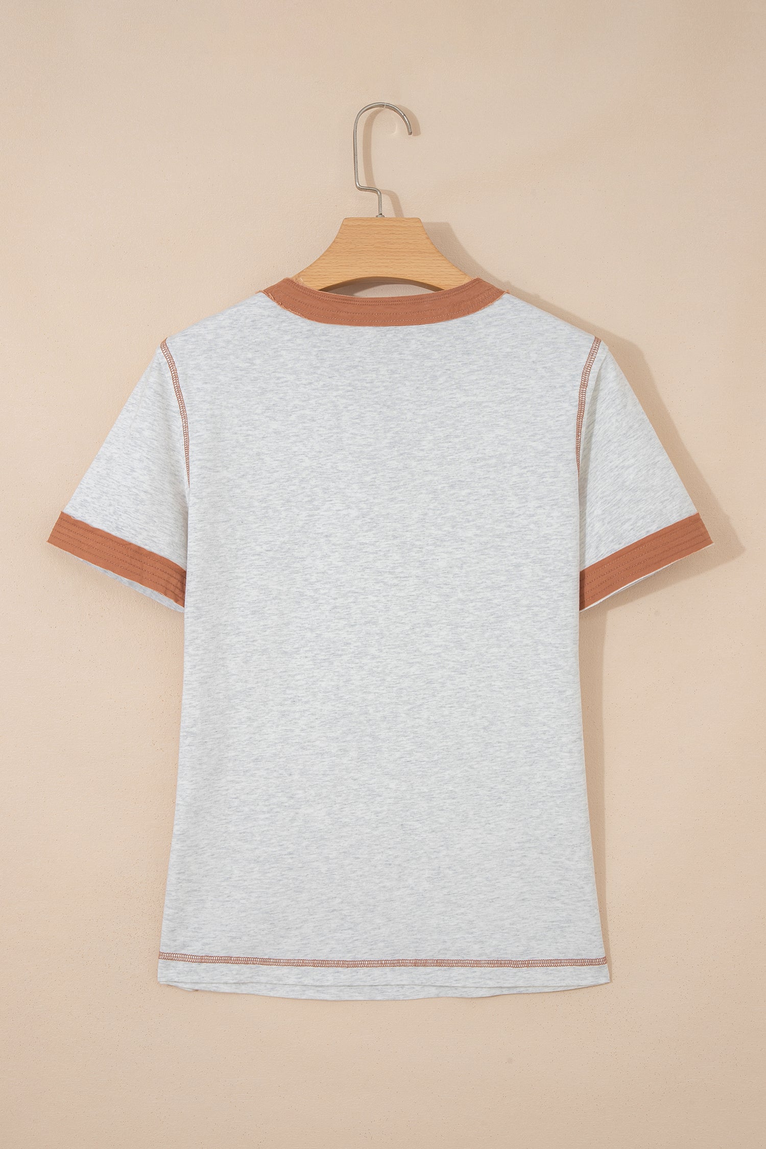 Mint Green Raw Seam Color Block Detail Buttoned Henley Tee