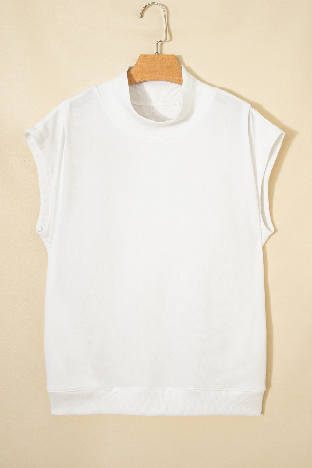 Orange Solid Color High Neck Cap Sleeve Loose Top