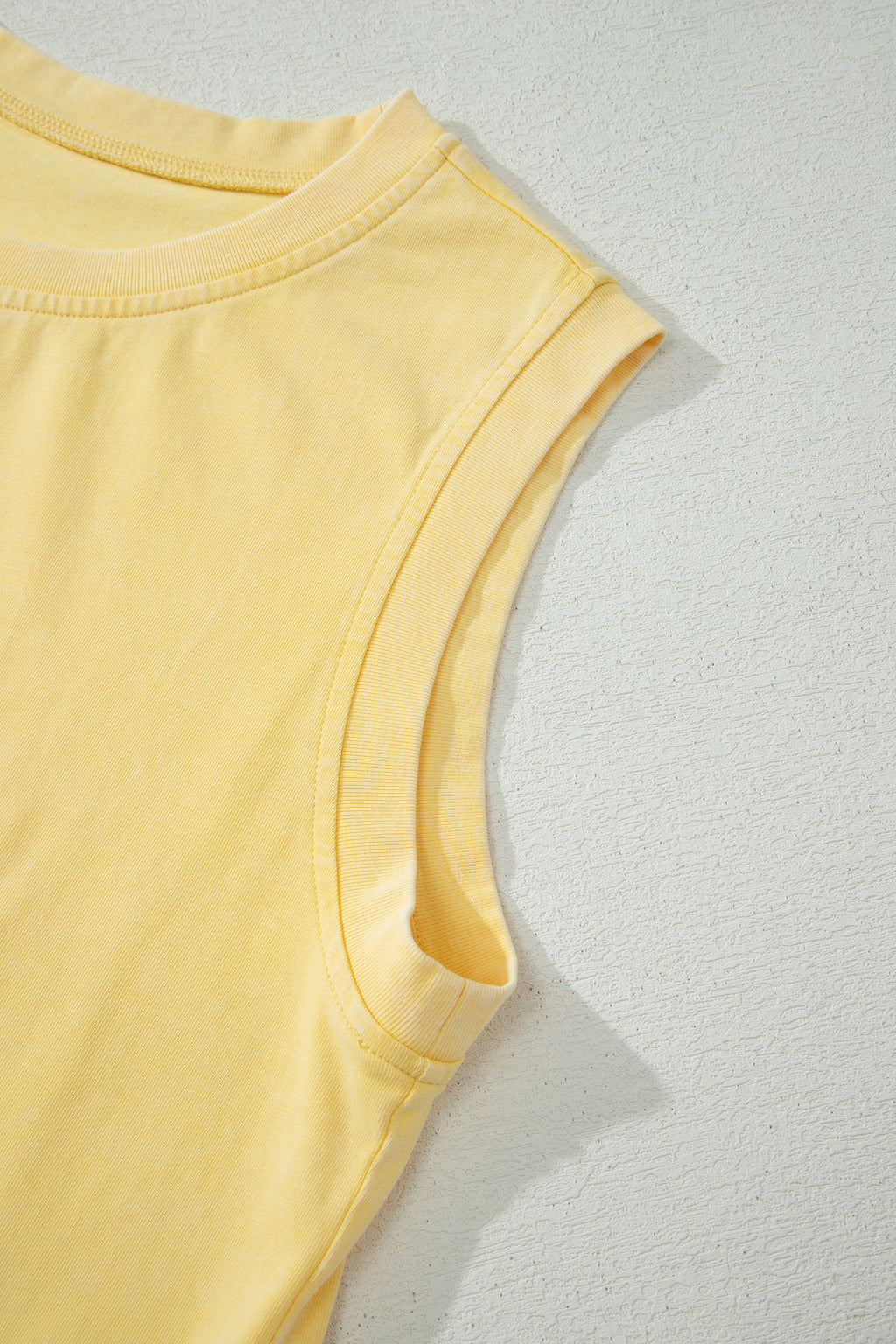 Yellow Cream 2 Pieces Mineral Wash Cotton Tank Top Lined Split Skort Set