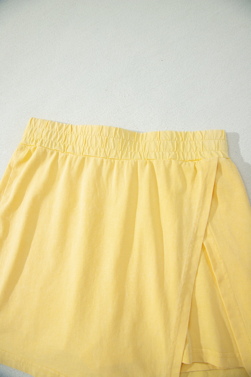 Yellow Cream 2 Pieces Mineral Wash Cotton Tank Top Lined Split Skort Set