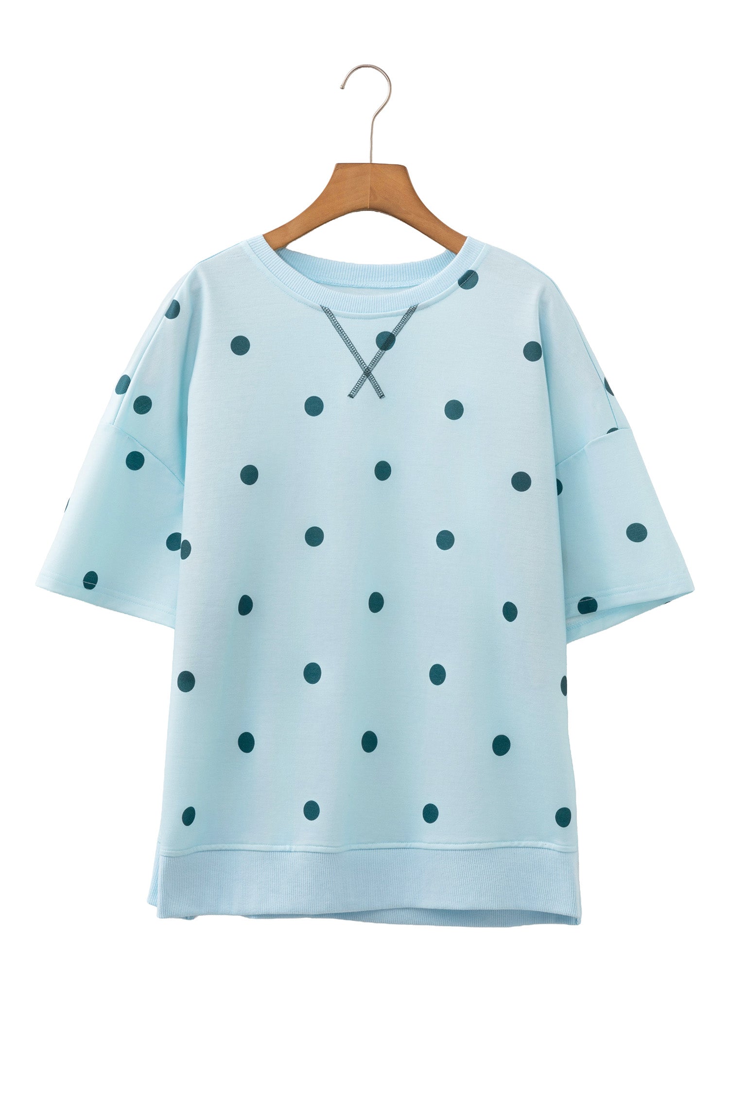Yellow Polka Dot Print Crossed Seam Detail Oversize Tee