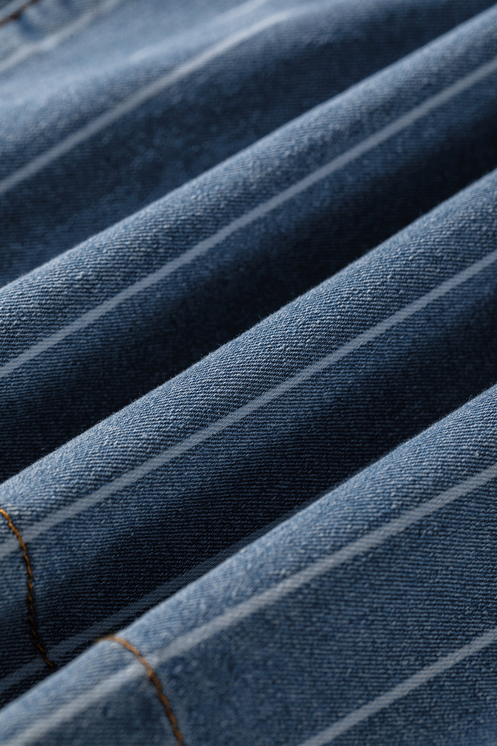 Sky Blue Stripe Plus Size Buttoned Loose Wide Leg Denim Pants