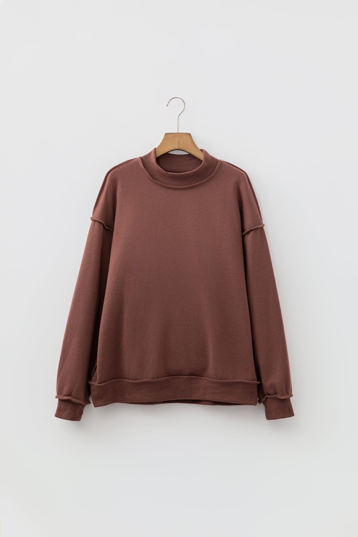 Red Dahlia Oversize Drop Shoulder Reversible Mock Neck Sweatshirt