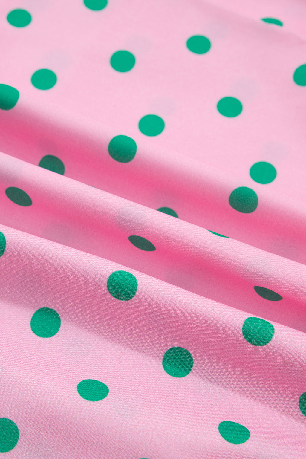 Pink Polka Dot Print V Neck Short Sleeve Tiered Mini Dress