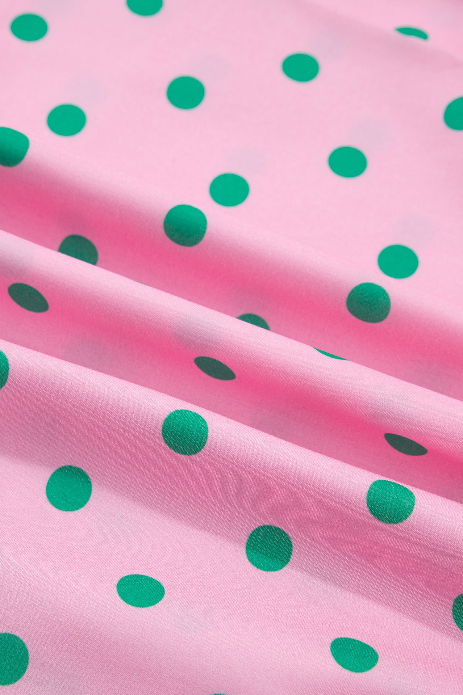 Pink Polka Dot Print V Neck Short Sleeve Tiered Mini Dress