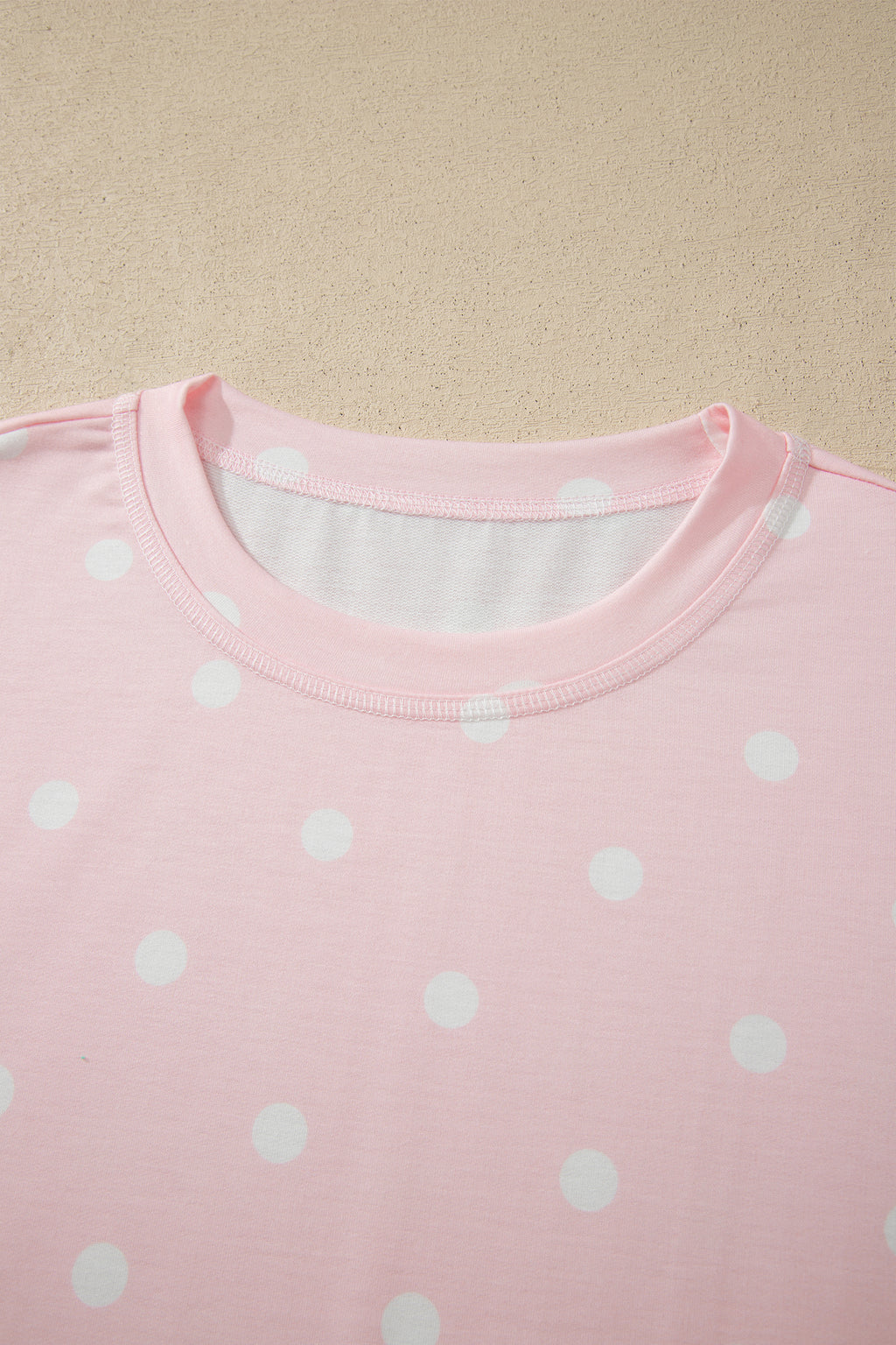 Yellow Exposed Seam Detail Polka Dot Loose Tee Drawstring Shorts Set