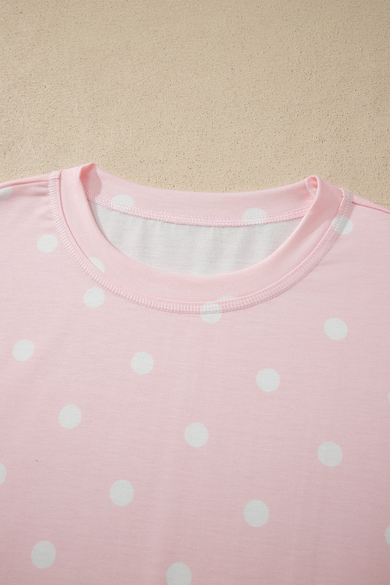 Yellow Exposed Seam Detail Polka Dot Loose Tee Drawstring Shorts Set