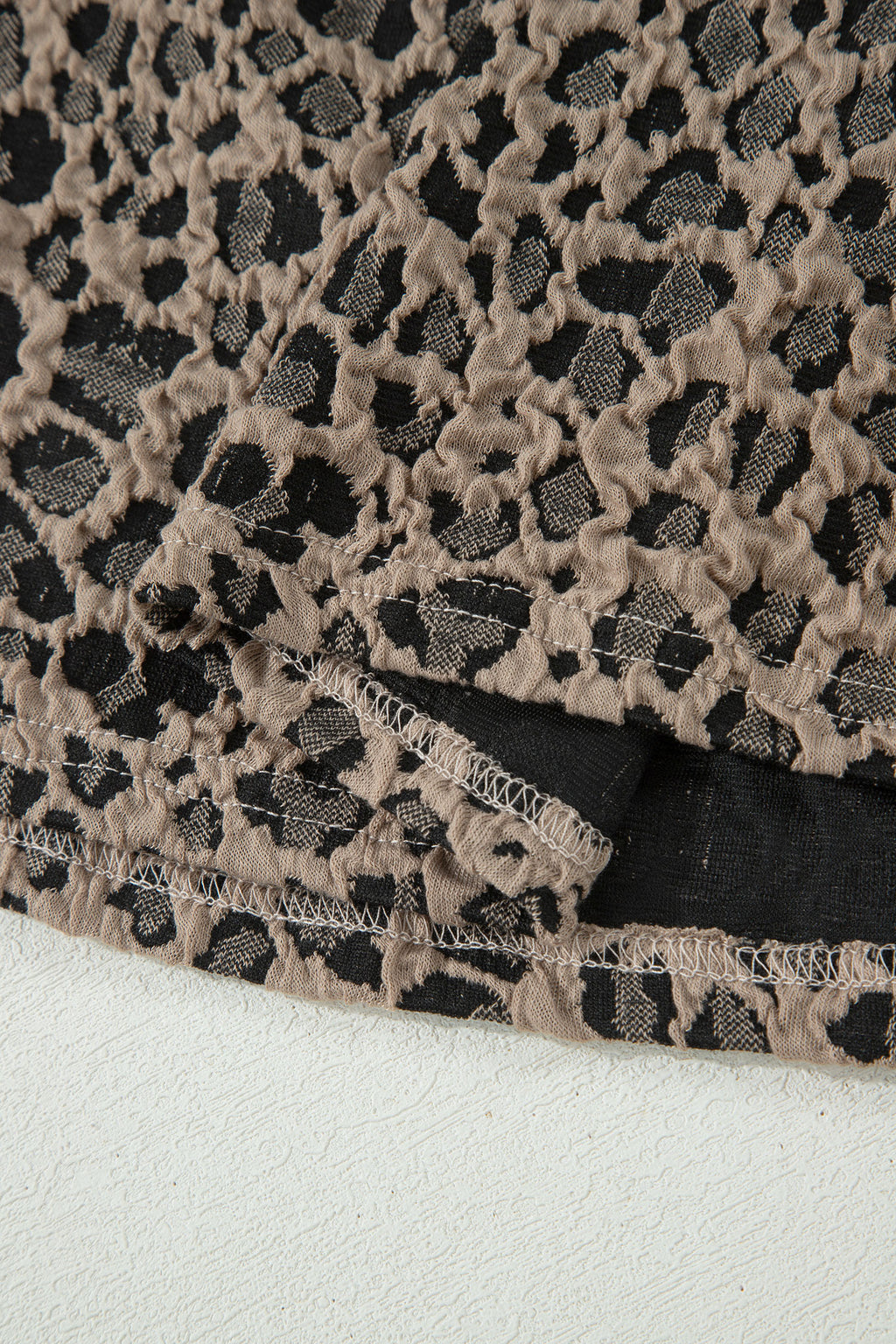 Khaki Leopard Textured Sleeveless Mini Dress with Pockets