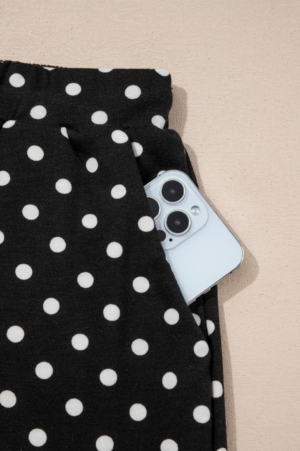 Black Polka Dot Drawstring Casual Mini Skort