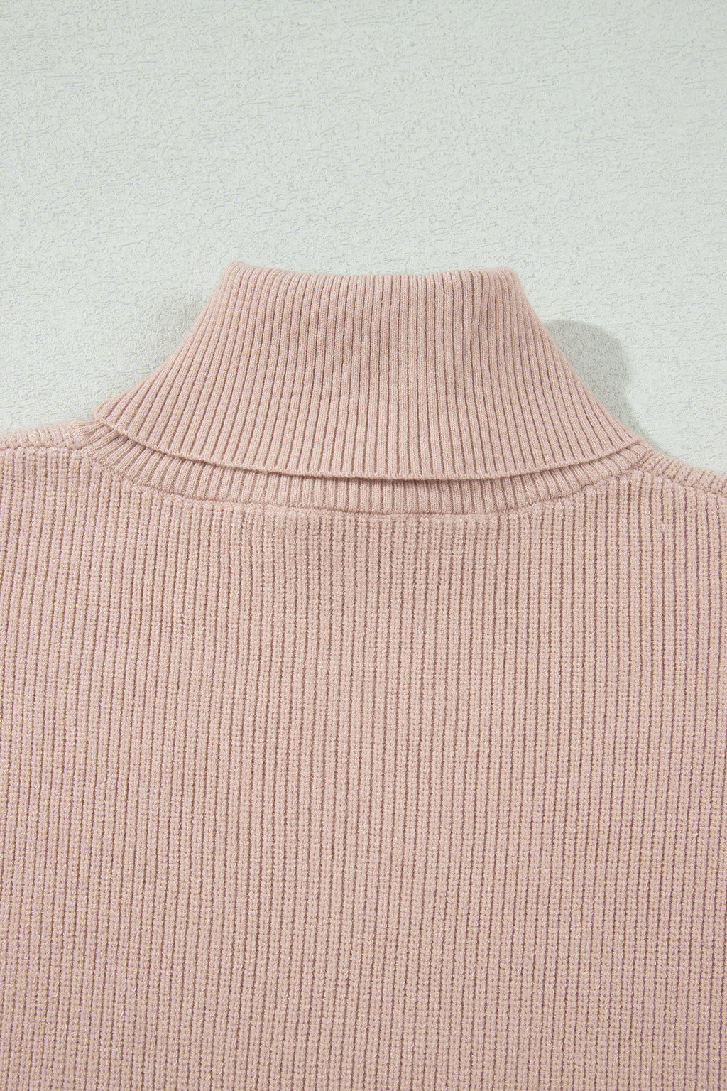 Light French Beige Sleeveless High Neck Knit Split Hem Shift Silhouette Wool Sweater Vest