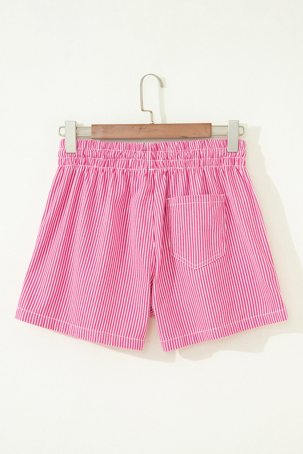 Sky Blue Stripe Drawstring Elastic Waist Casual Denim Shorts