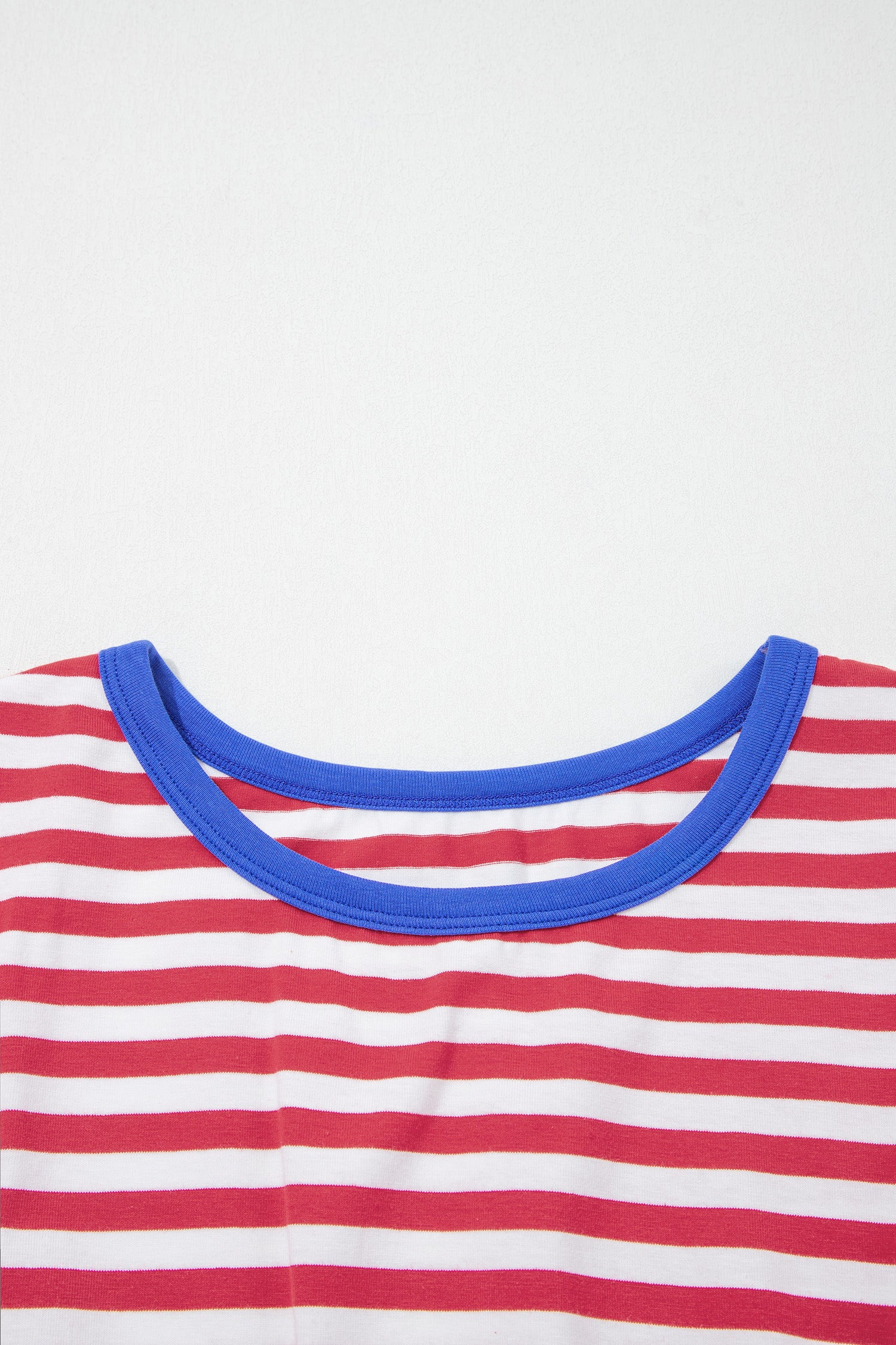 Sky Blue Stripe Nautical Tie Contrast Trim Round Neck T Shirt Mini Dress