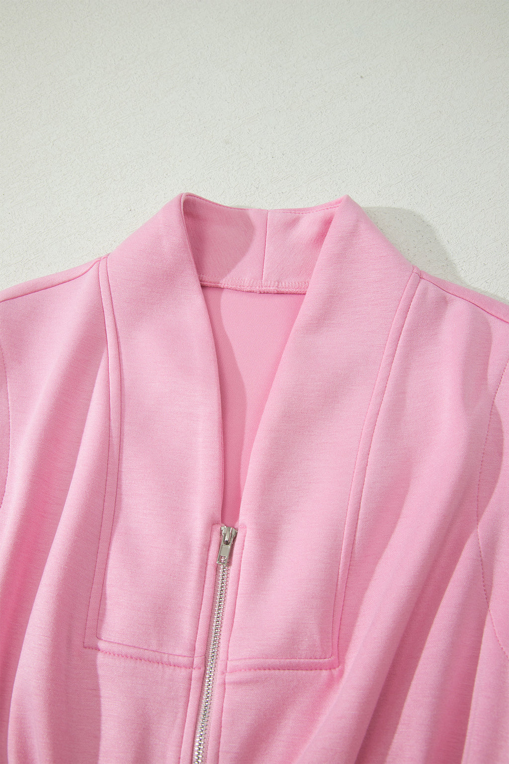 Pink V Neck Sleeveless Double Zip Shift Midi Dress