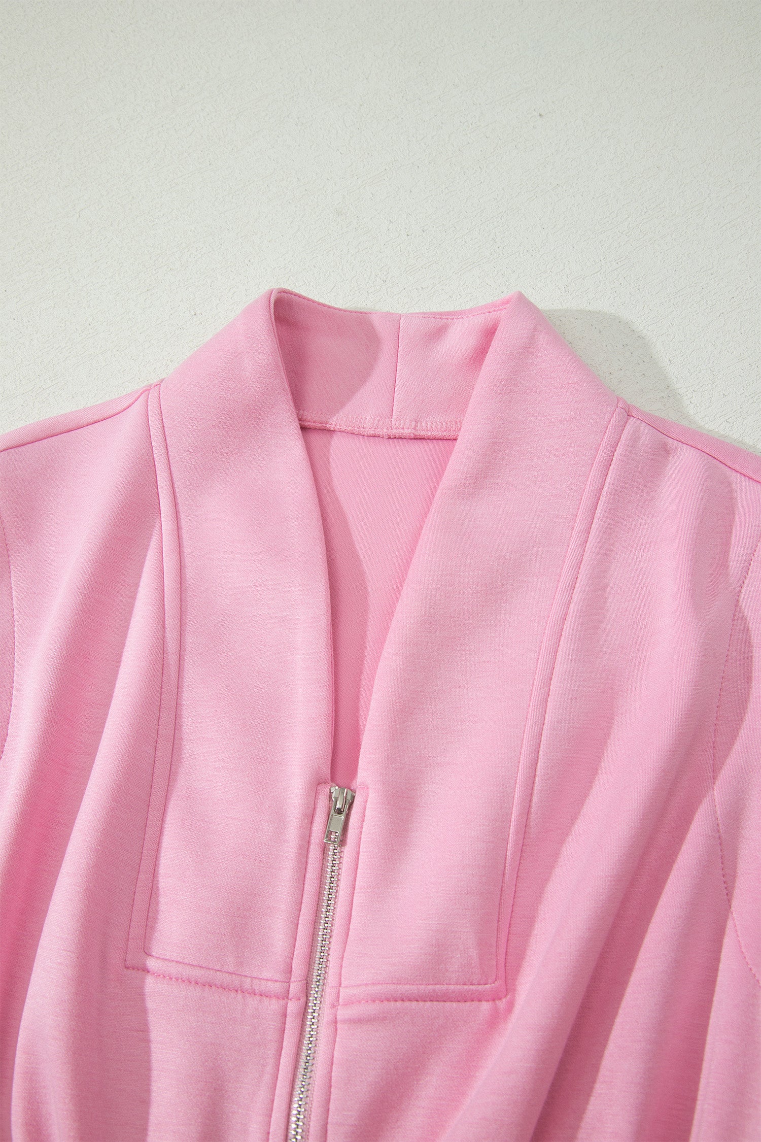 Pink V Neck Sleeveless Double Zip Shift Midi Dress