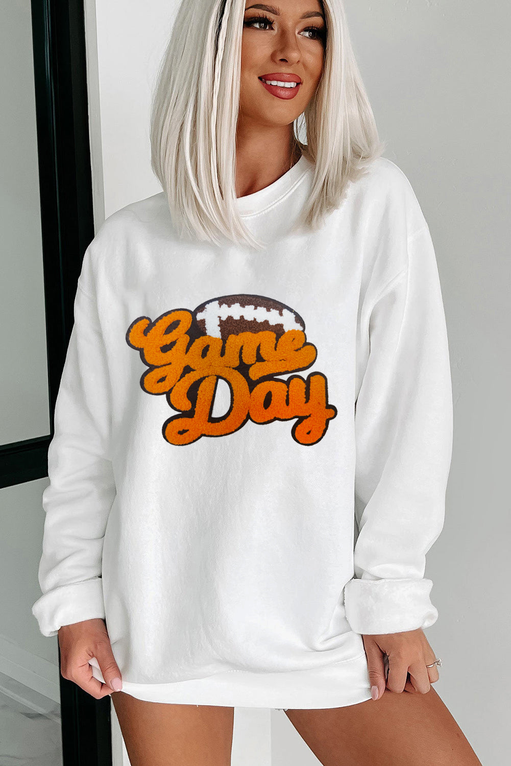 Game Day Football Pattern Pullover Sweatshirt