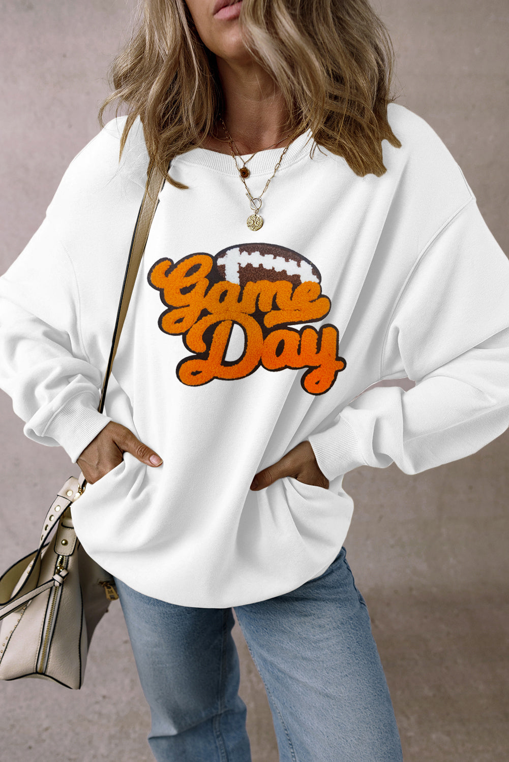 Game Day Football Pattern Pullover Sweatshirt