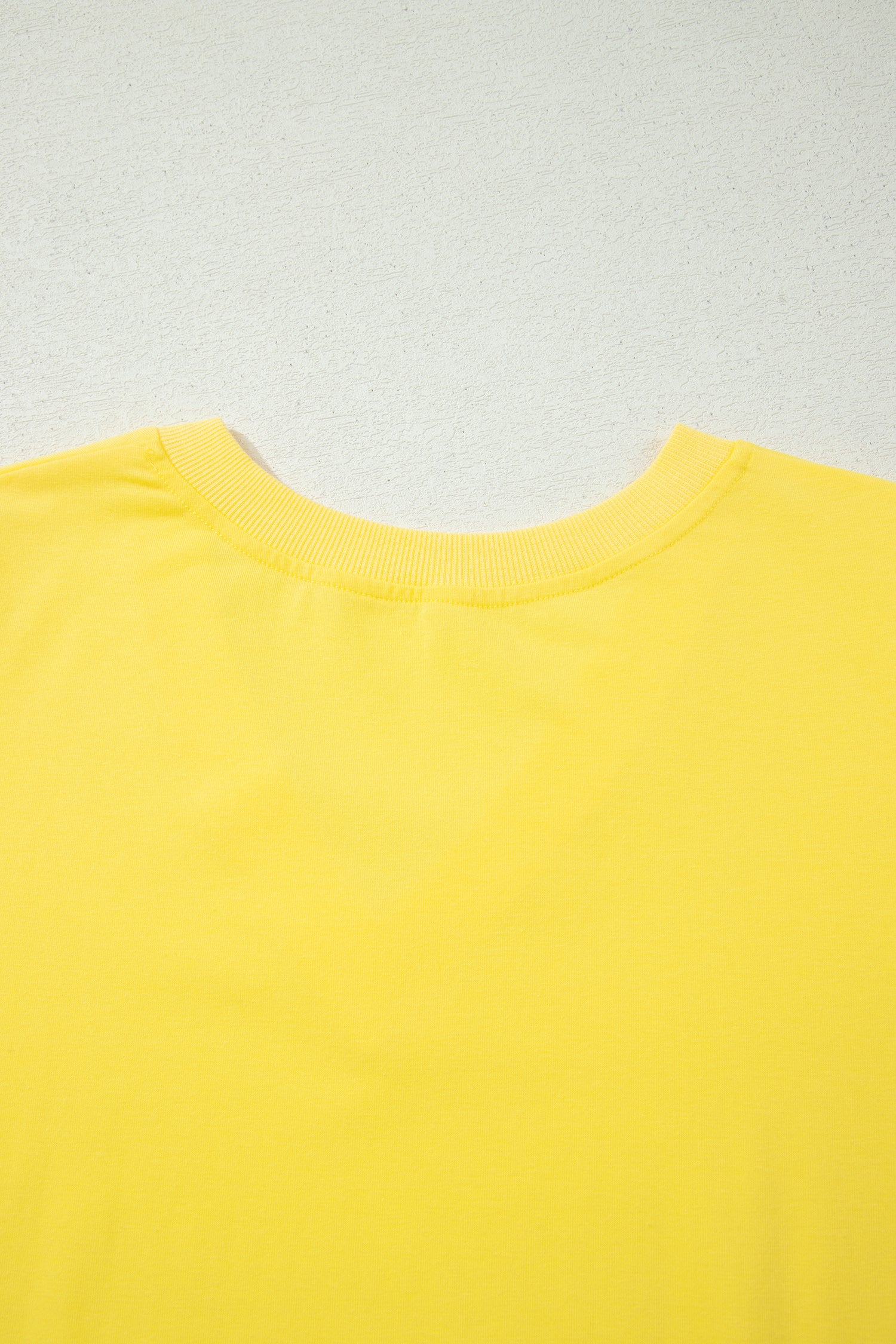 Yellow Solid Color V Neck Short Puff Sleeve Blouse